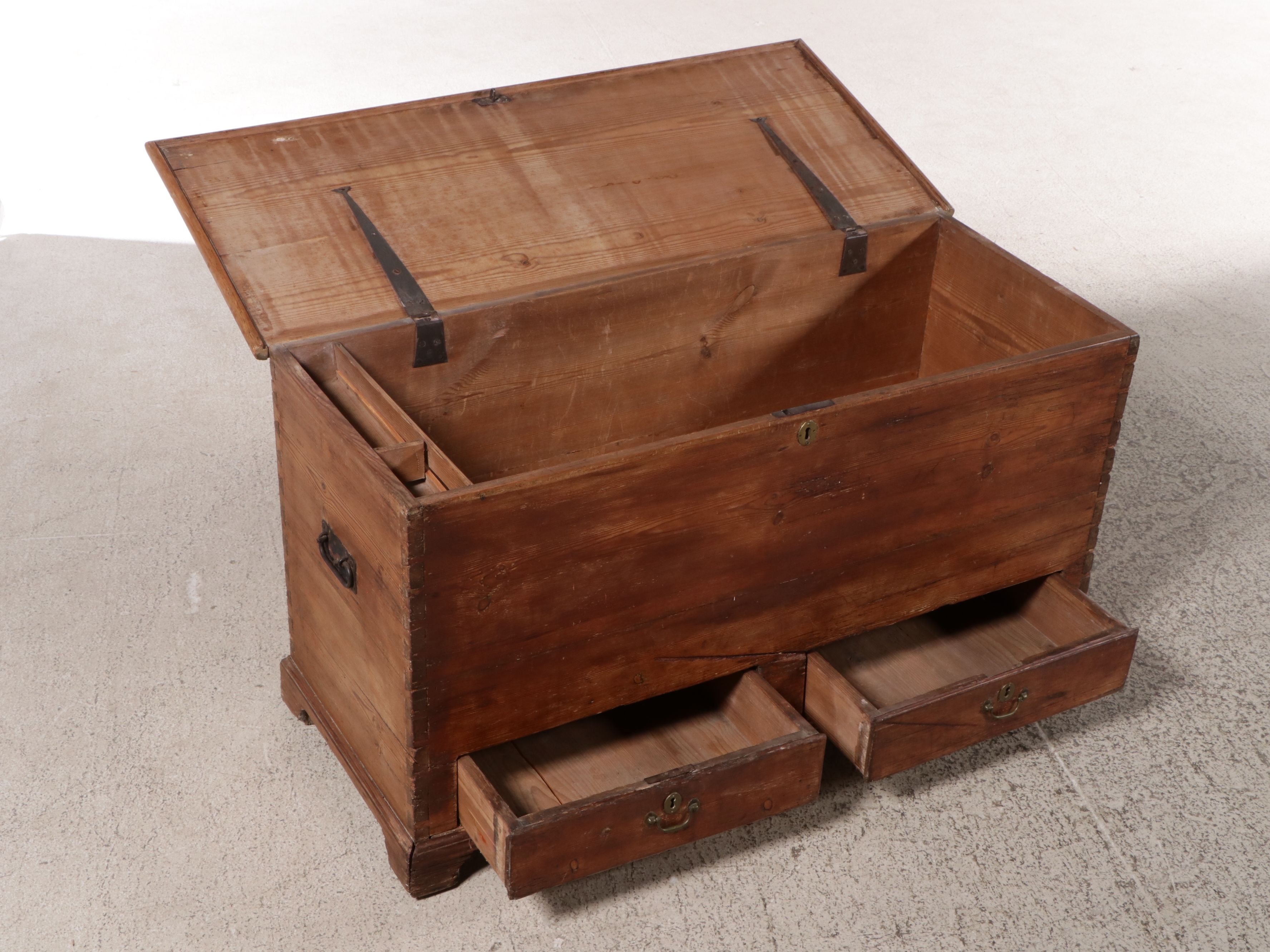 Georgian Style Wooden Blanket Chest with Drawers, Late 18th/Early 19th Century