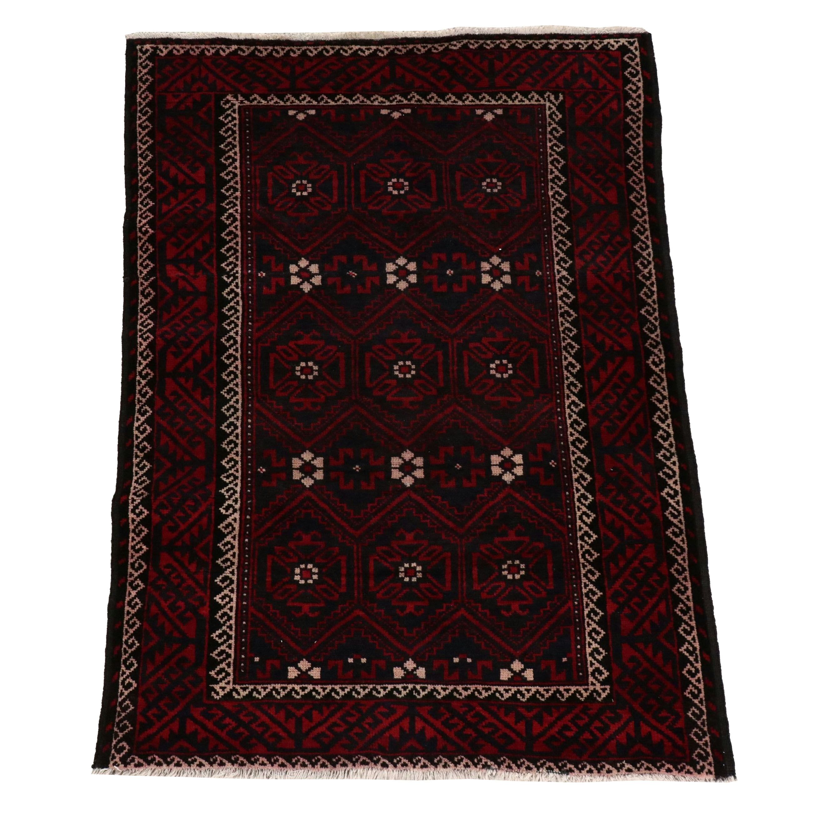 4'3 x 6'2 Hand-Knotted Persian Baluch Area Rug