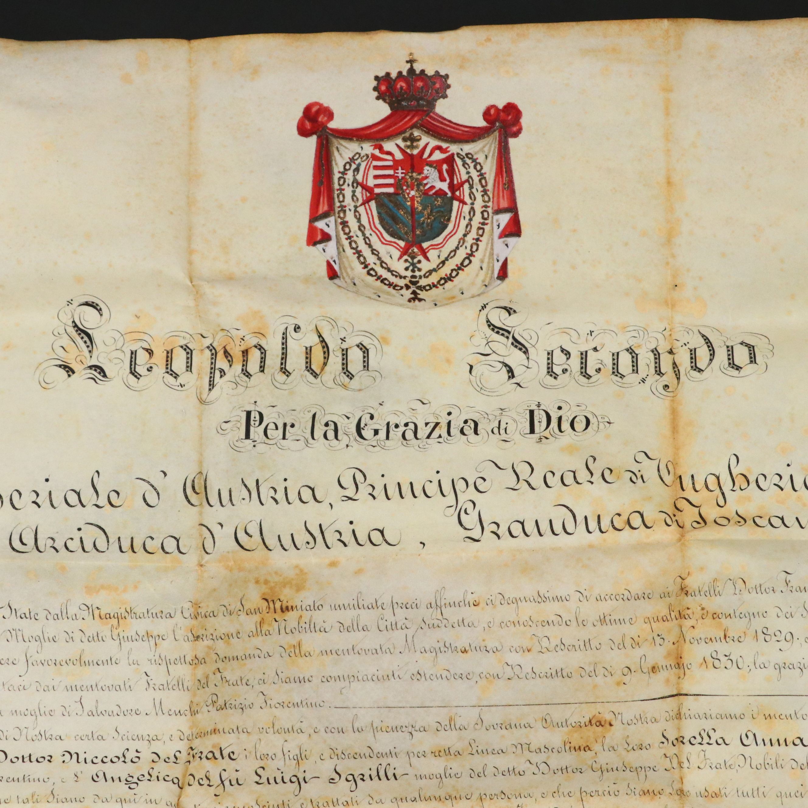 Grant of Status Document from the Reign of Leopold II with Wax Seal, 1830