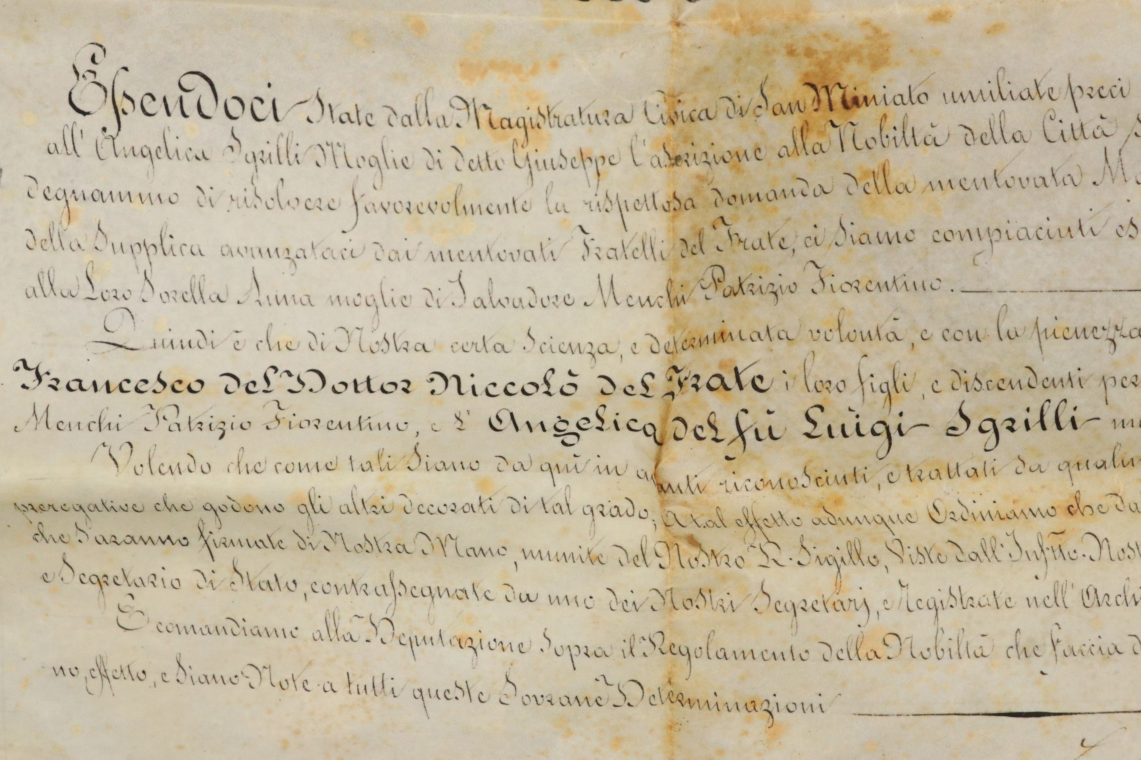 Grant of Status Document from the Reign of Leopold II with Wax Seal, 1830