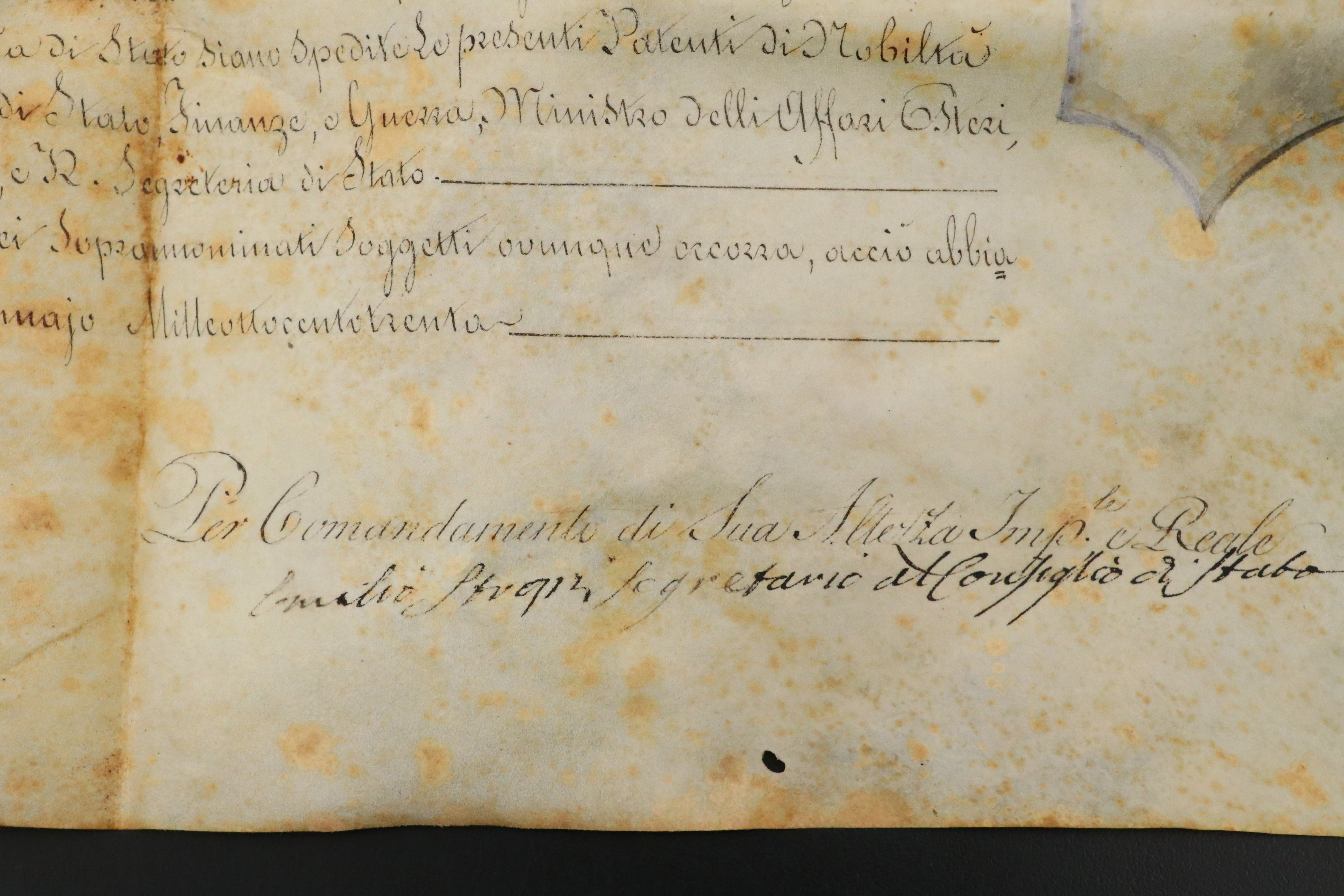 Grant of Status Document from the Reign of Leopold II with Wax Seal, 1830