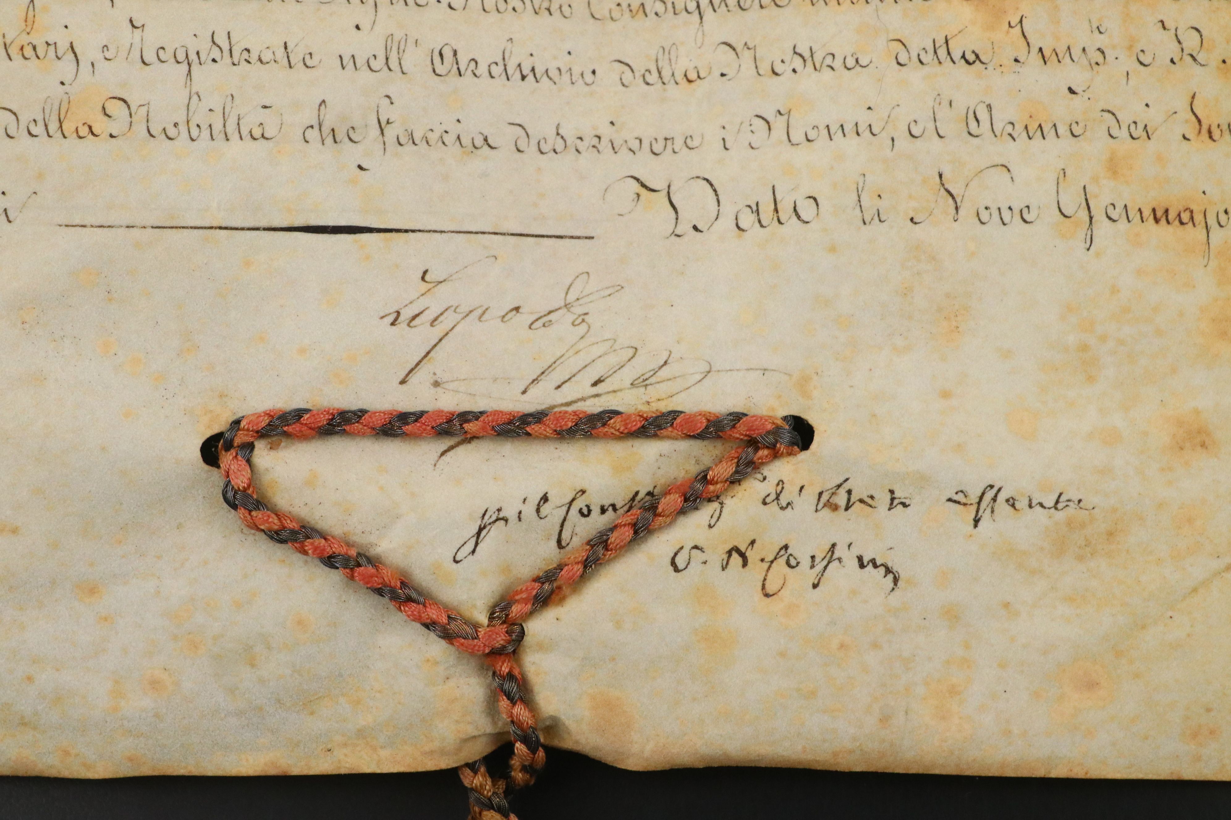 Grant of Status Document from the Reign of Leopold II with Wax Seal, 1830