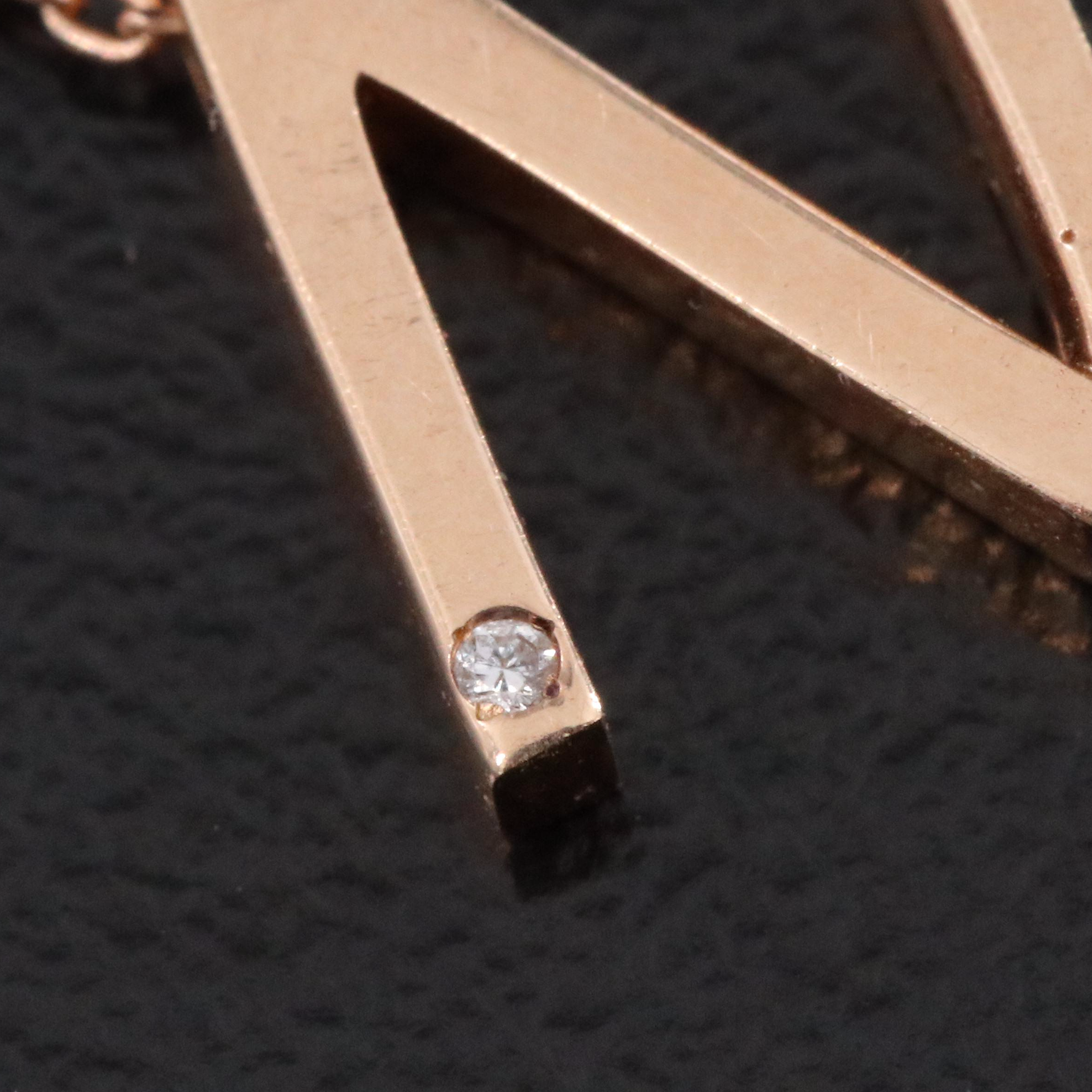14K Diamond "N" Pendant Necklace