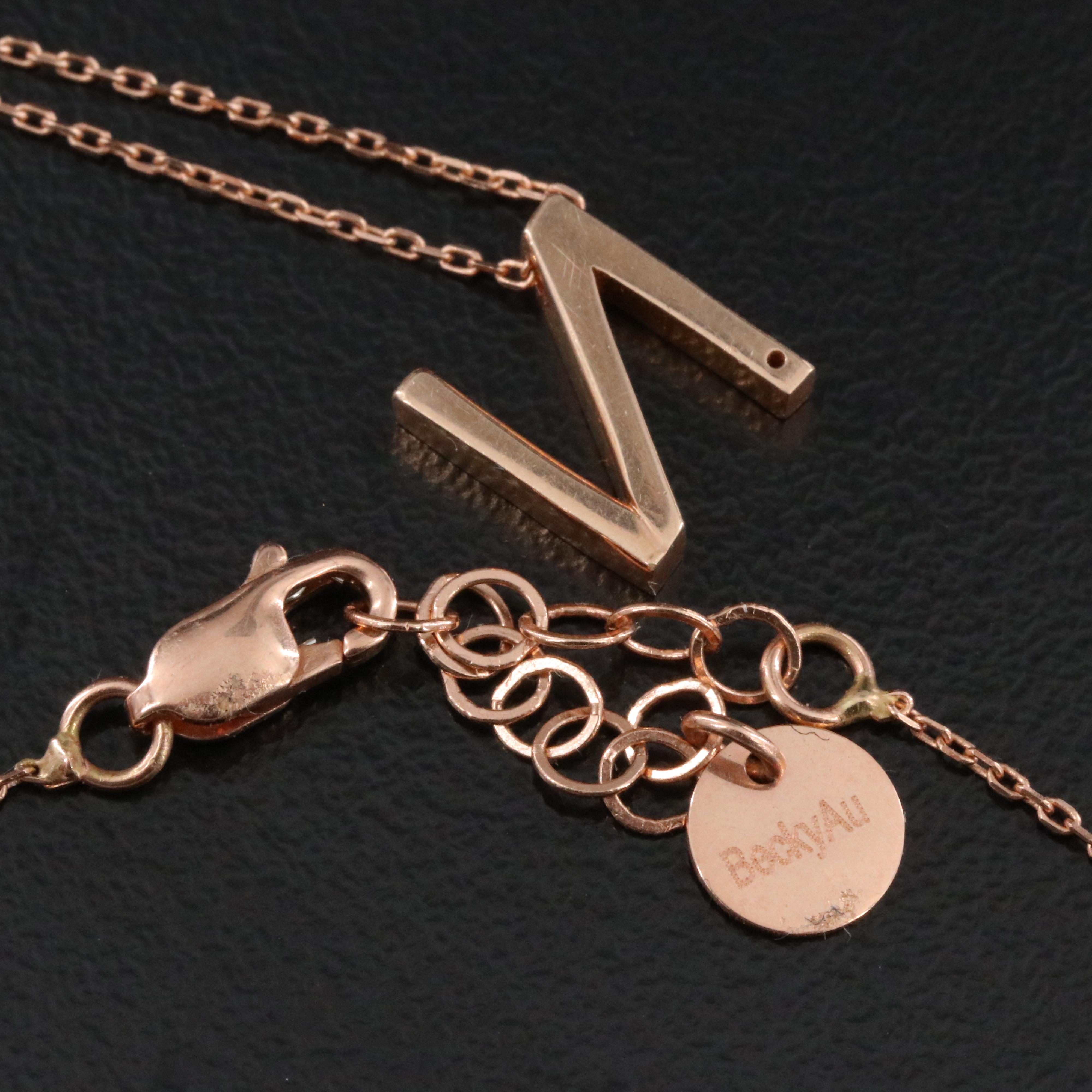 14K Diamond "N" Pendant Necklace