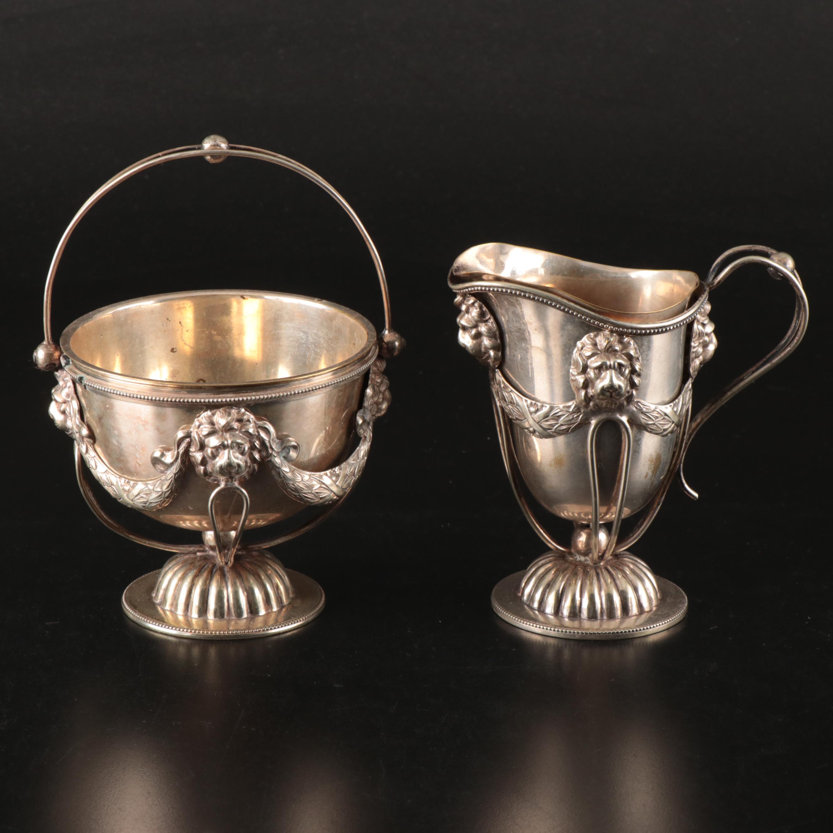 Victorian Style Silver Plate Tea Urn with More Decorated Serveware