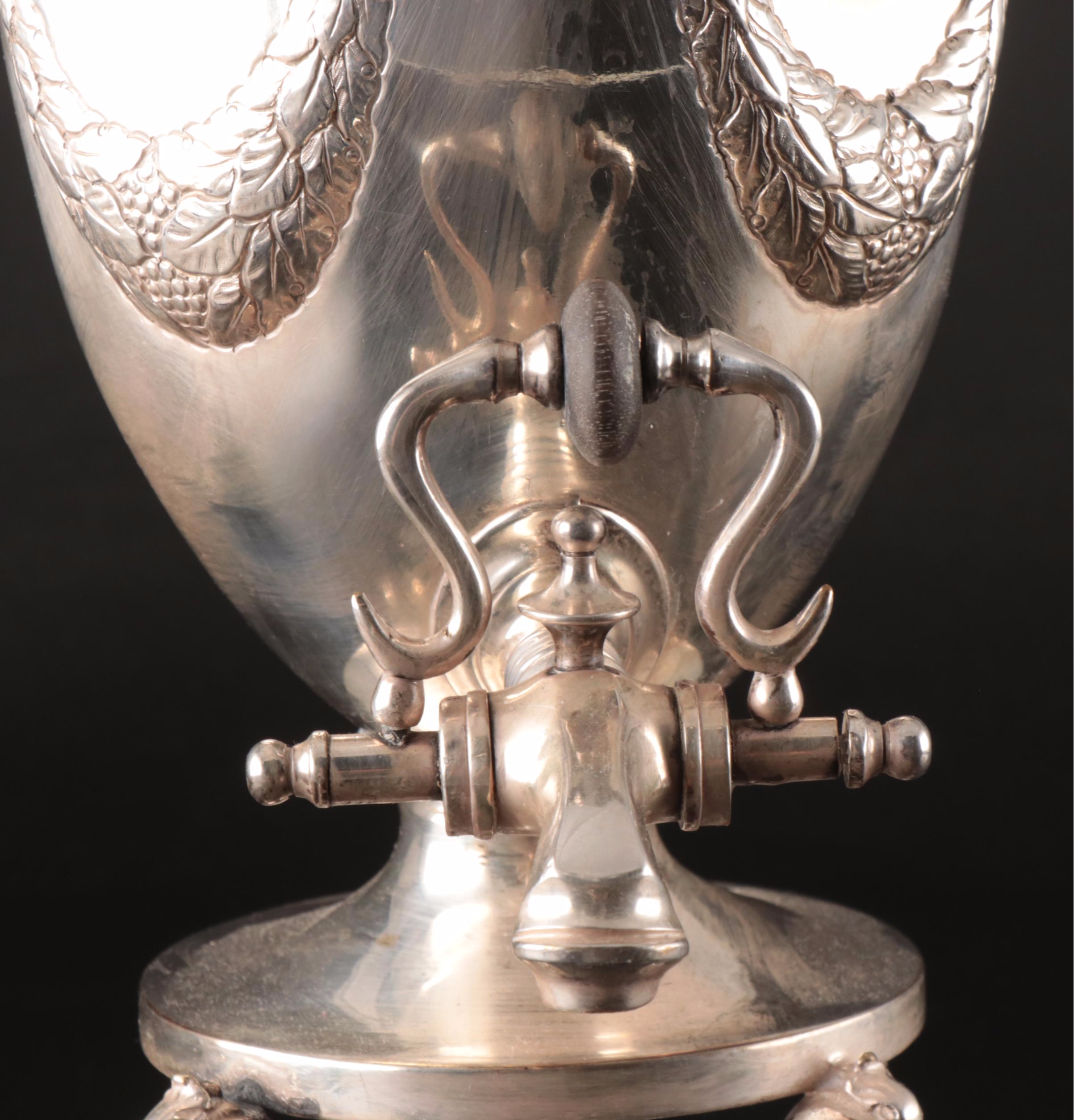 Victorian Style Silver Plate Tea Urn with More Decorated Serveware