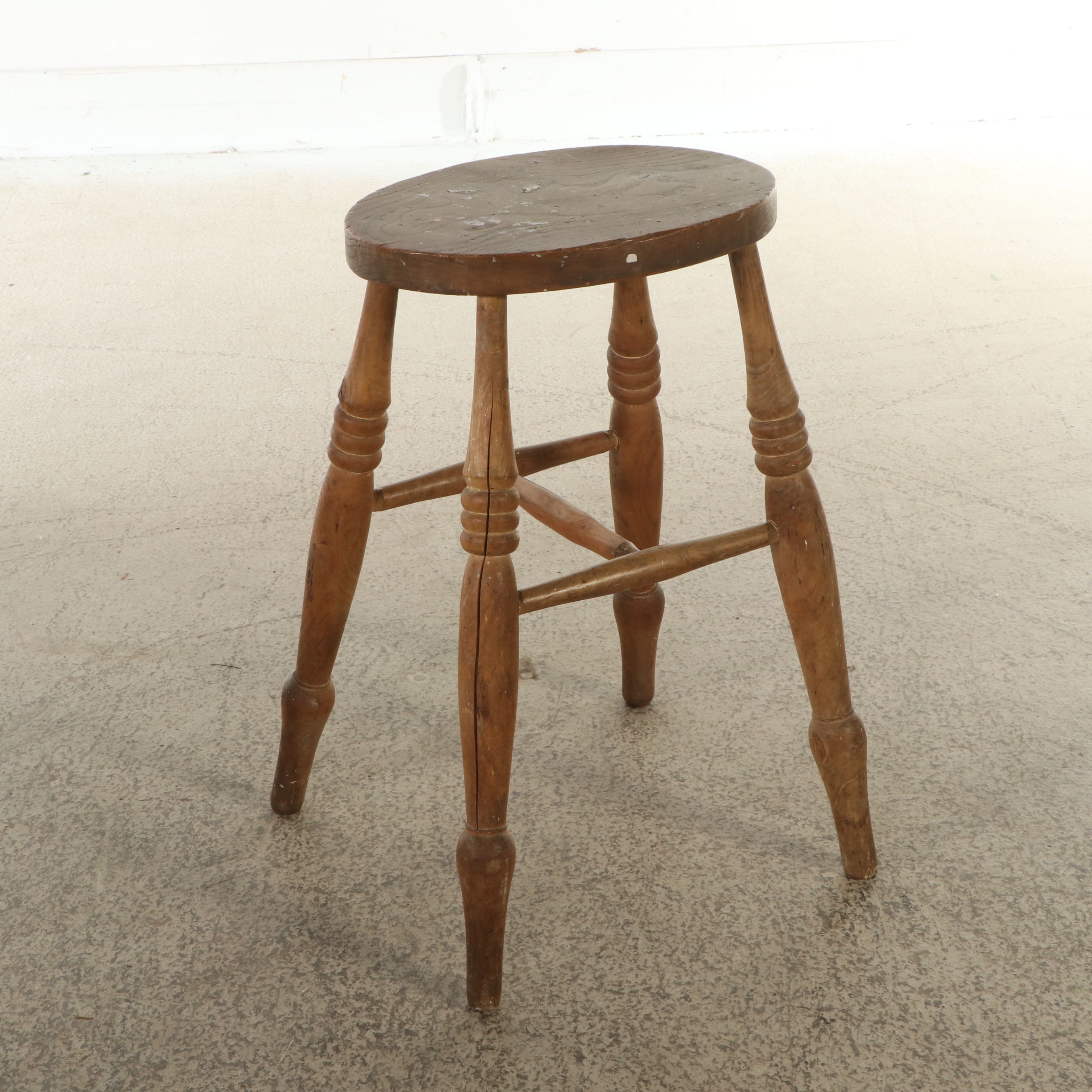 American Swivel Adjustable Height and Other Colonial Style Wooden Stools