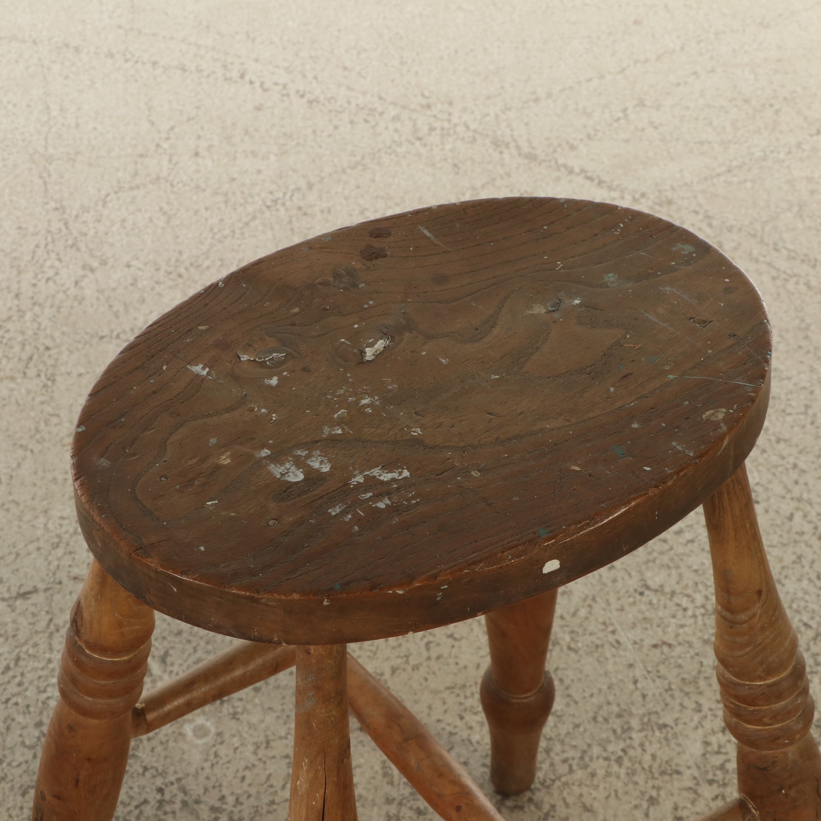 American Swivel Adjustable Height and Other Colonial Style Wooden Stools