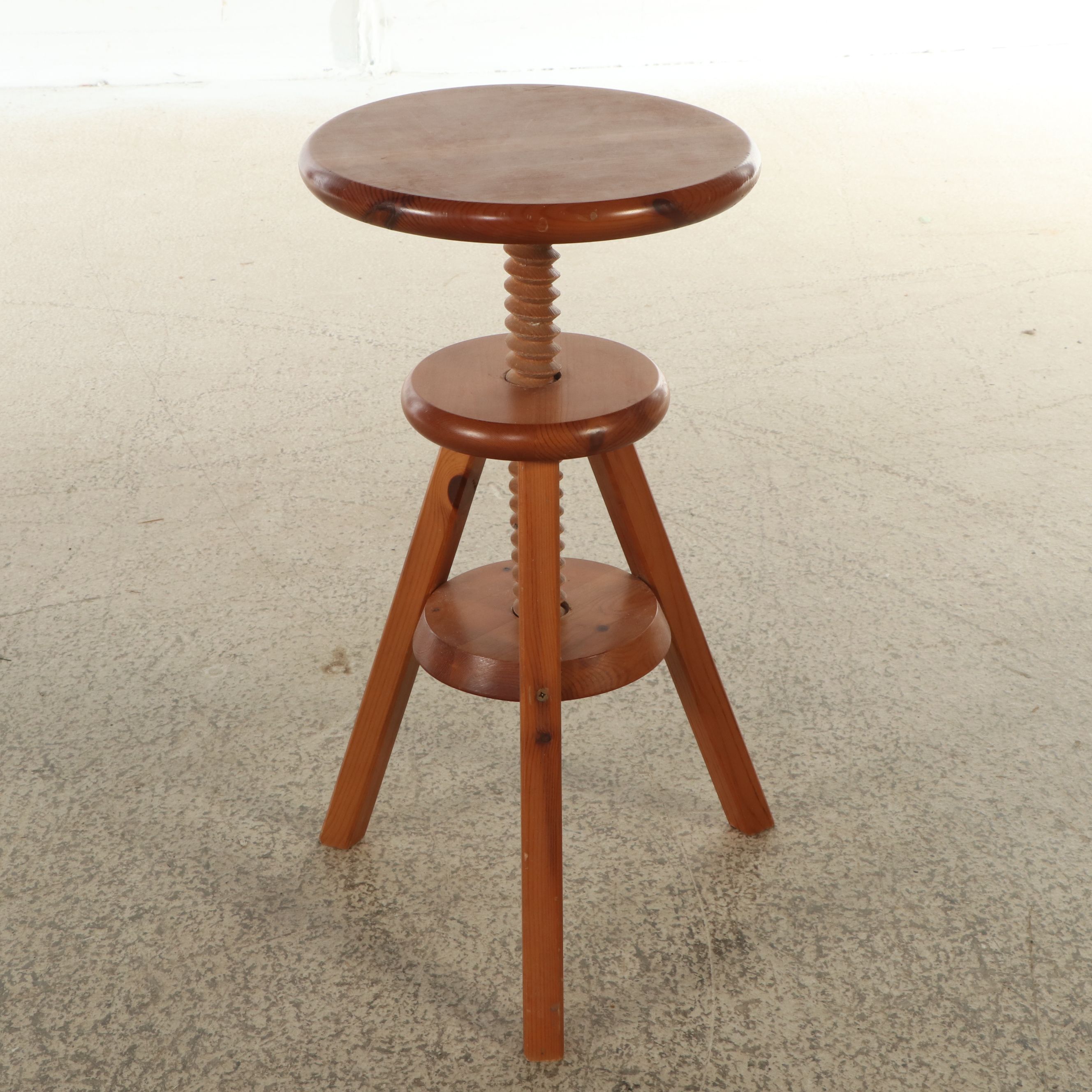 American Swivel Adjustable Height and Other Colonial Style Wooden Stools