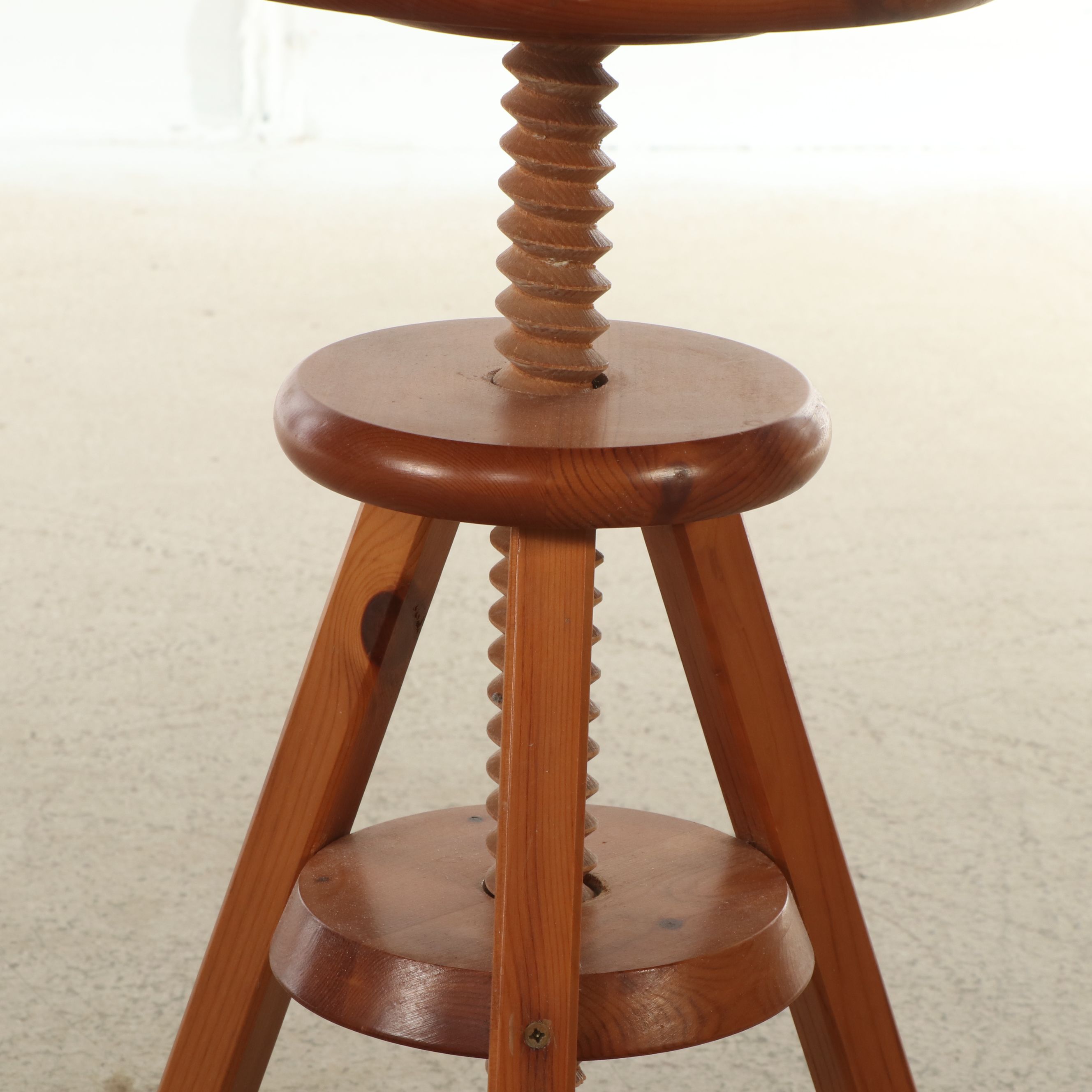 American Swivel Adjustable Height and Other Colonial Style Wooden Stools