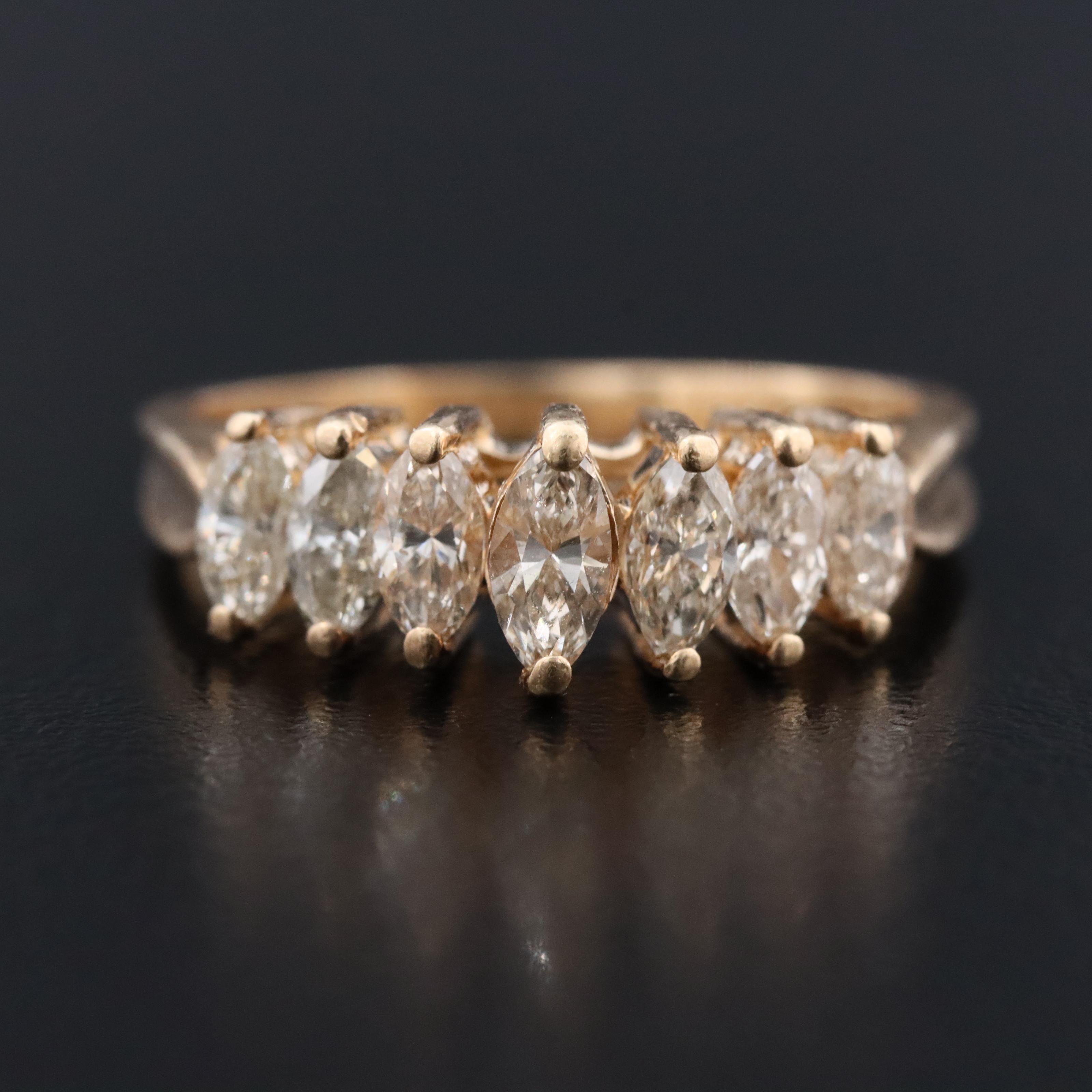 14K 1.00 CTW Diamond Cathedral Ring
