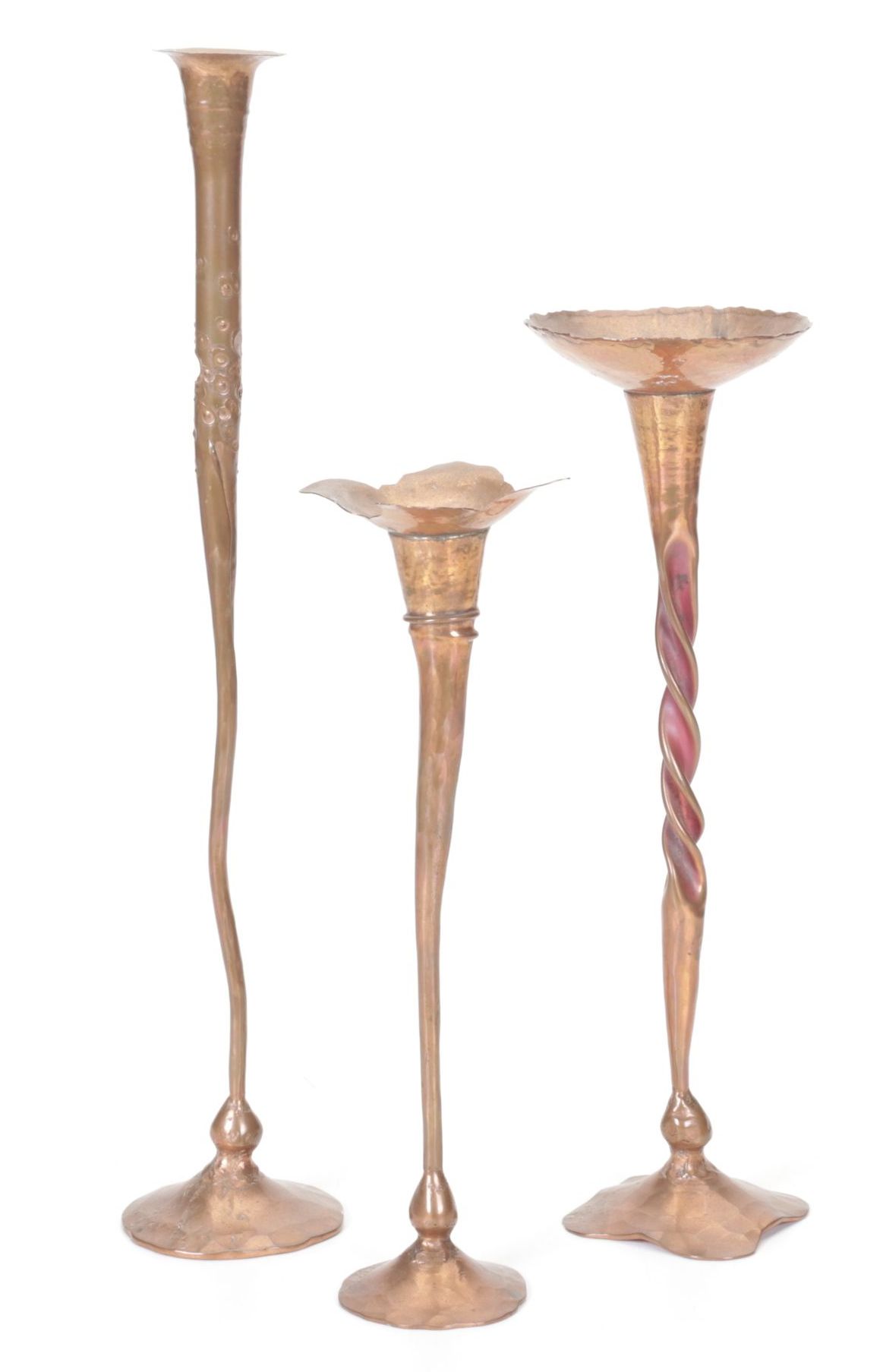 Hessel Studios Hand Wrought Hammered Copper Candlesticks