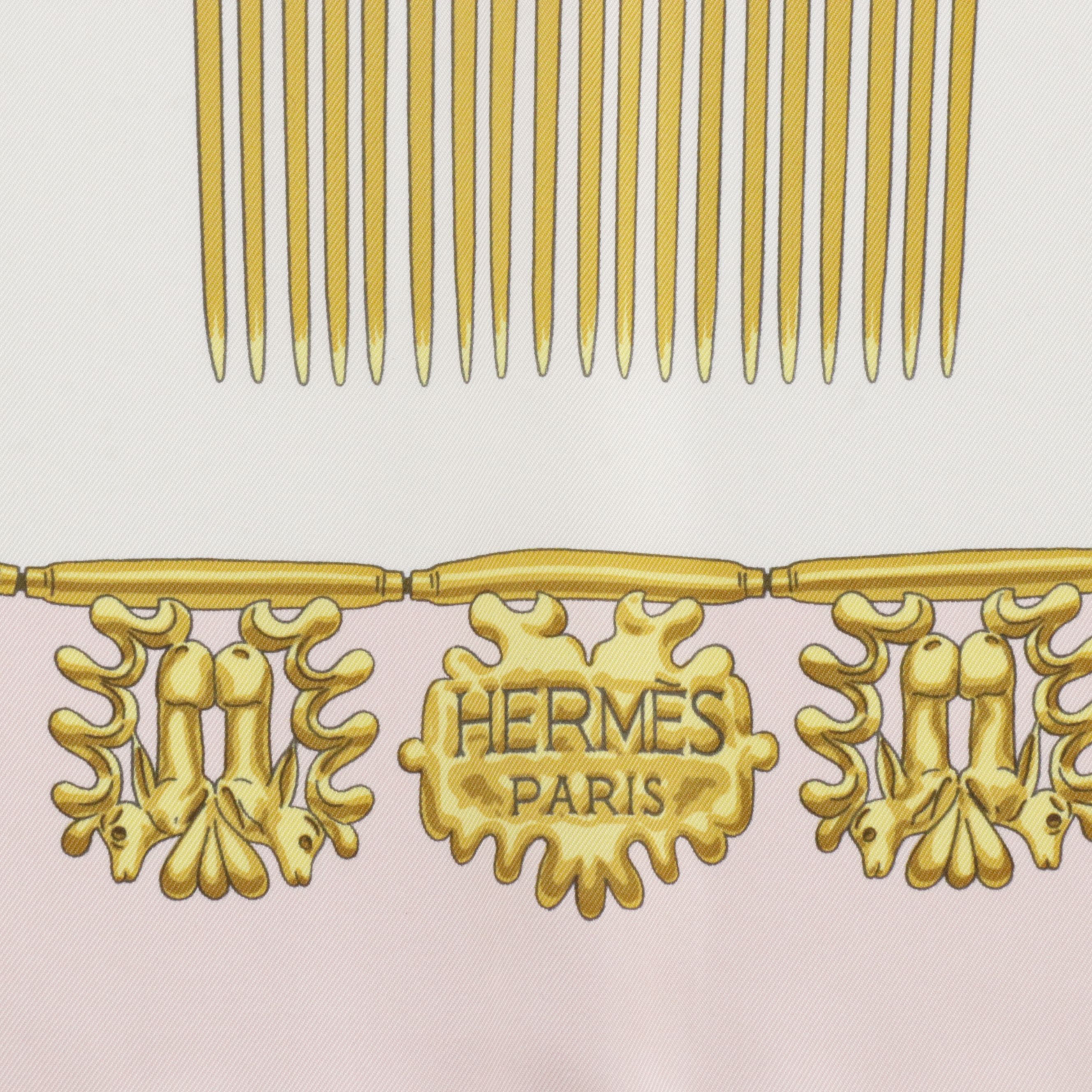 Hermès "Les Cavaliers d'Or" Scarf 90 in Pink Silk Twill with Box