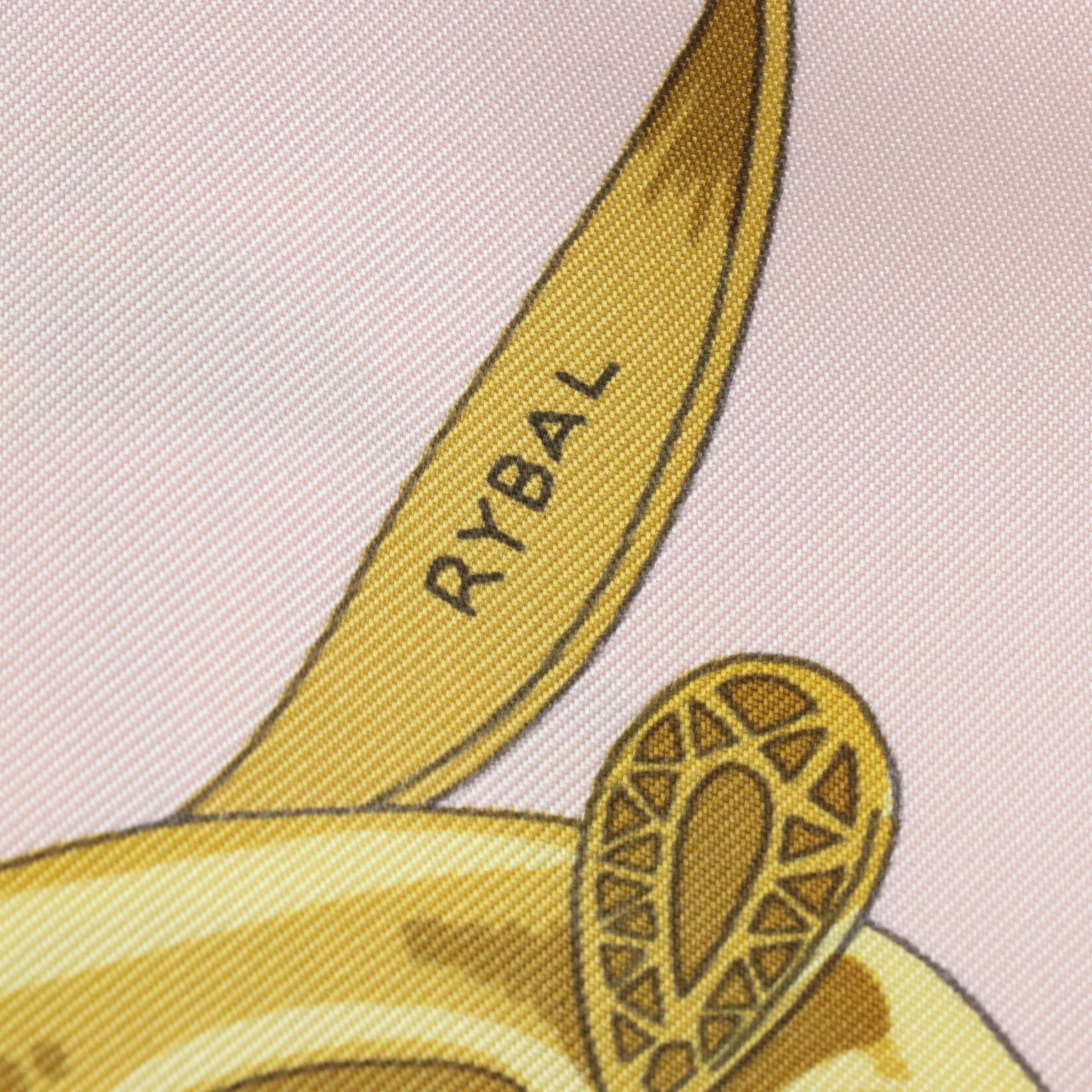 Hermès "Les Cavaliers d'Or" Scarf 90 in Pink Silk Twill with Box