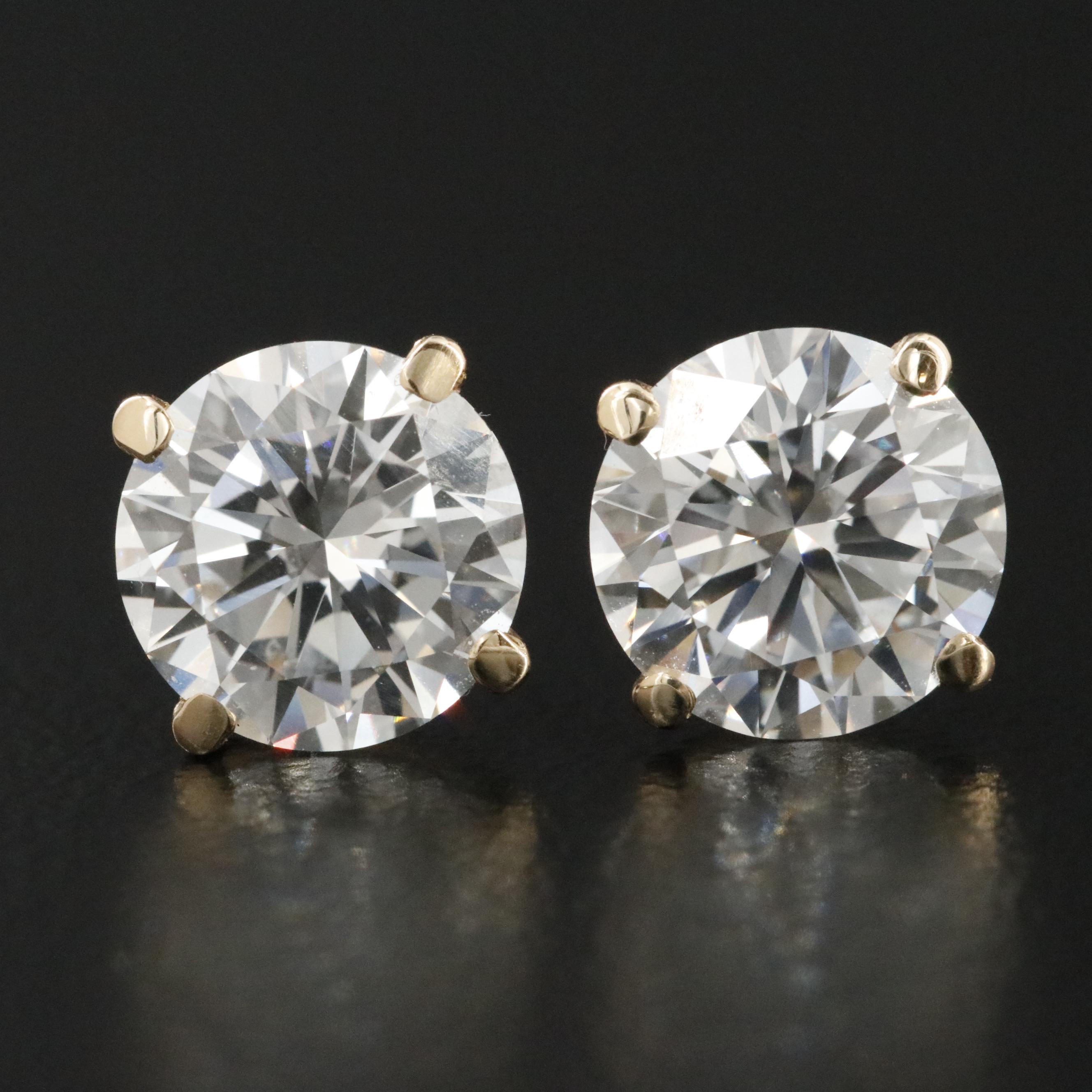14K 3.01 CTW Lab Grown Diamond Stud Earrings with IGI Report
