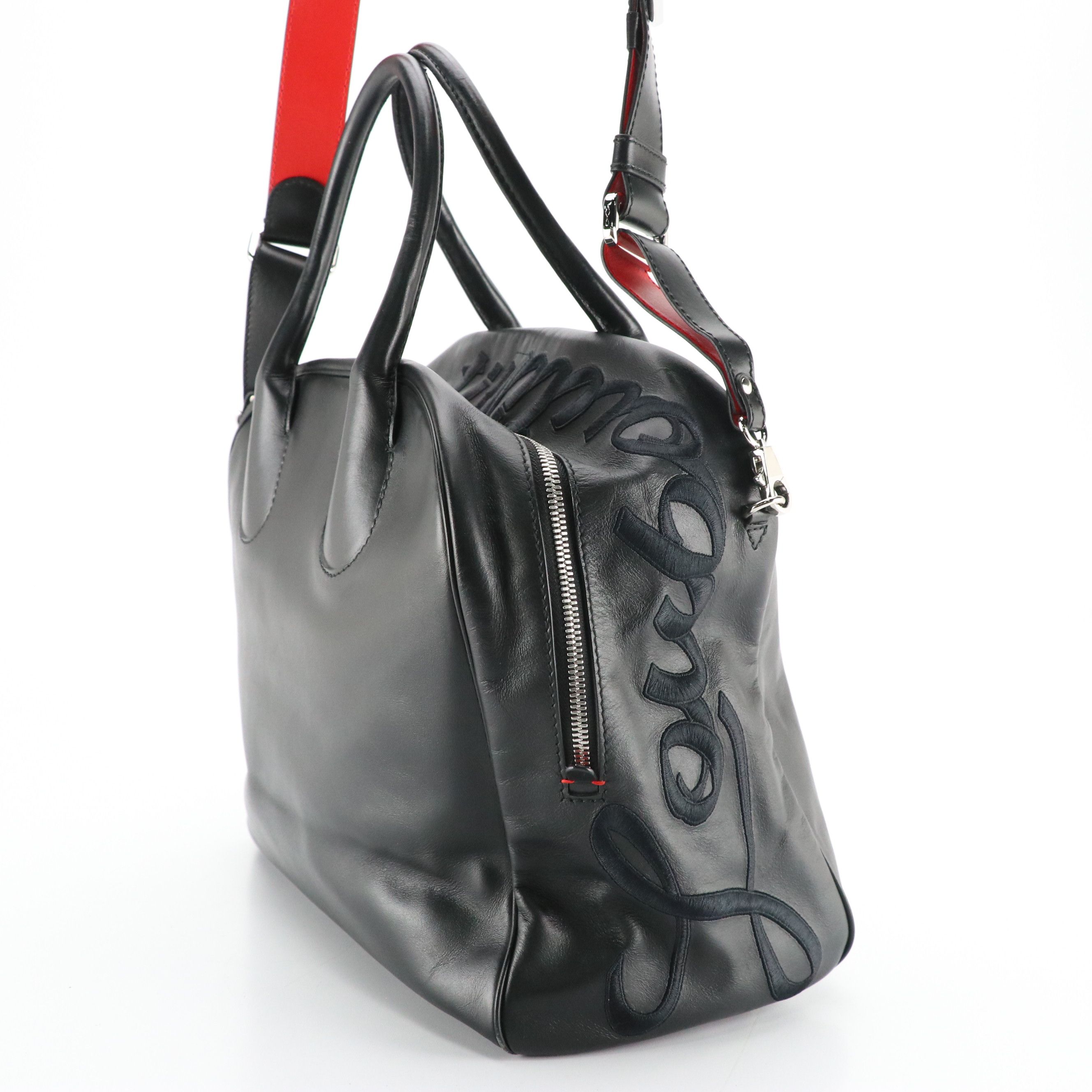 Christian Louboutin Embroidered Black Leather Two-Way Tote Bag