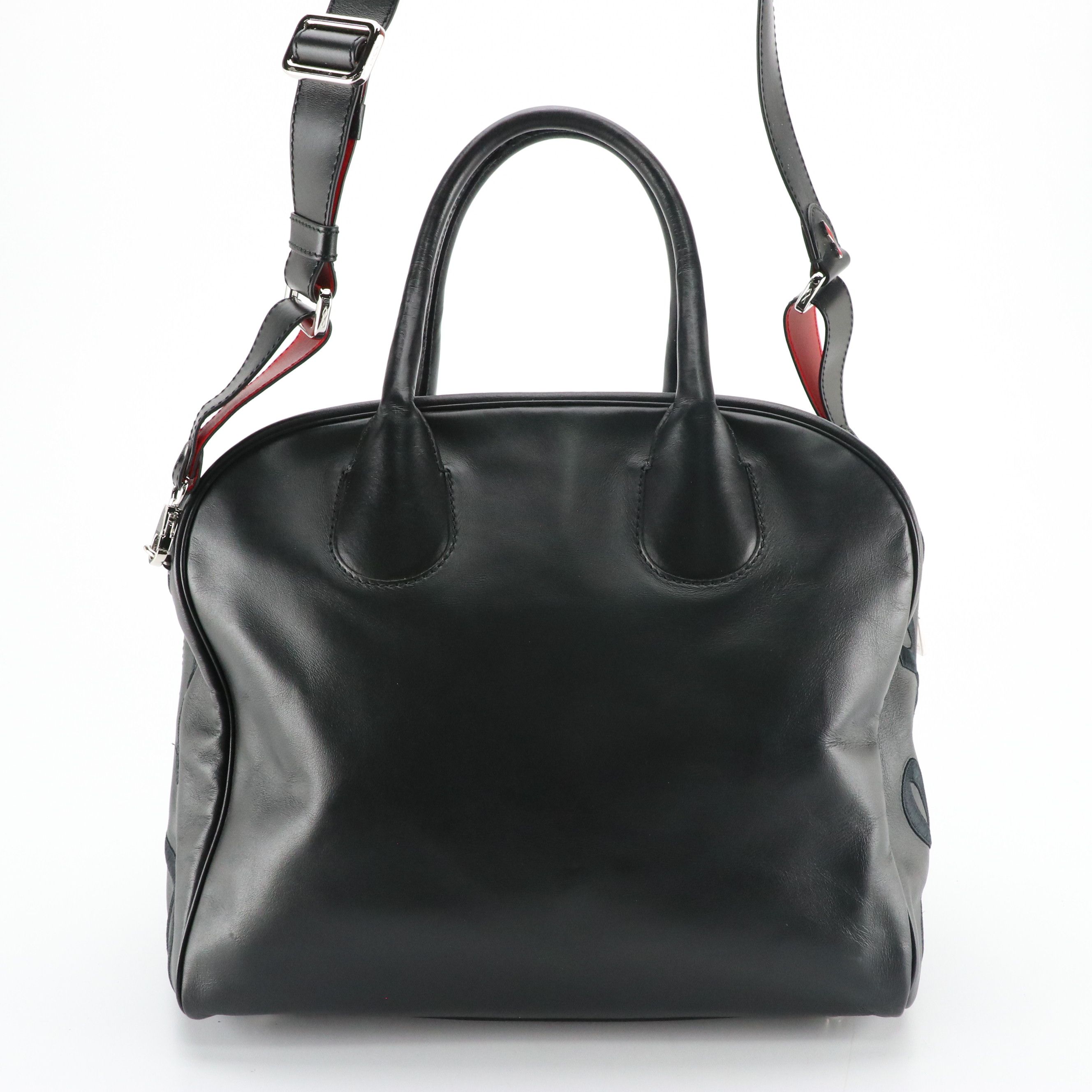 Christian Louboutin Embroidered Black Leather Two-Way Tote Bag