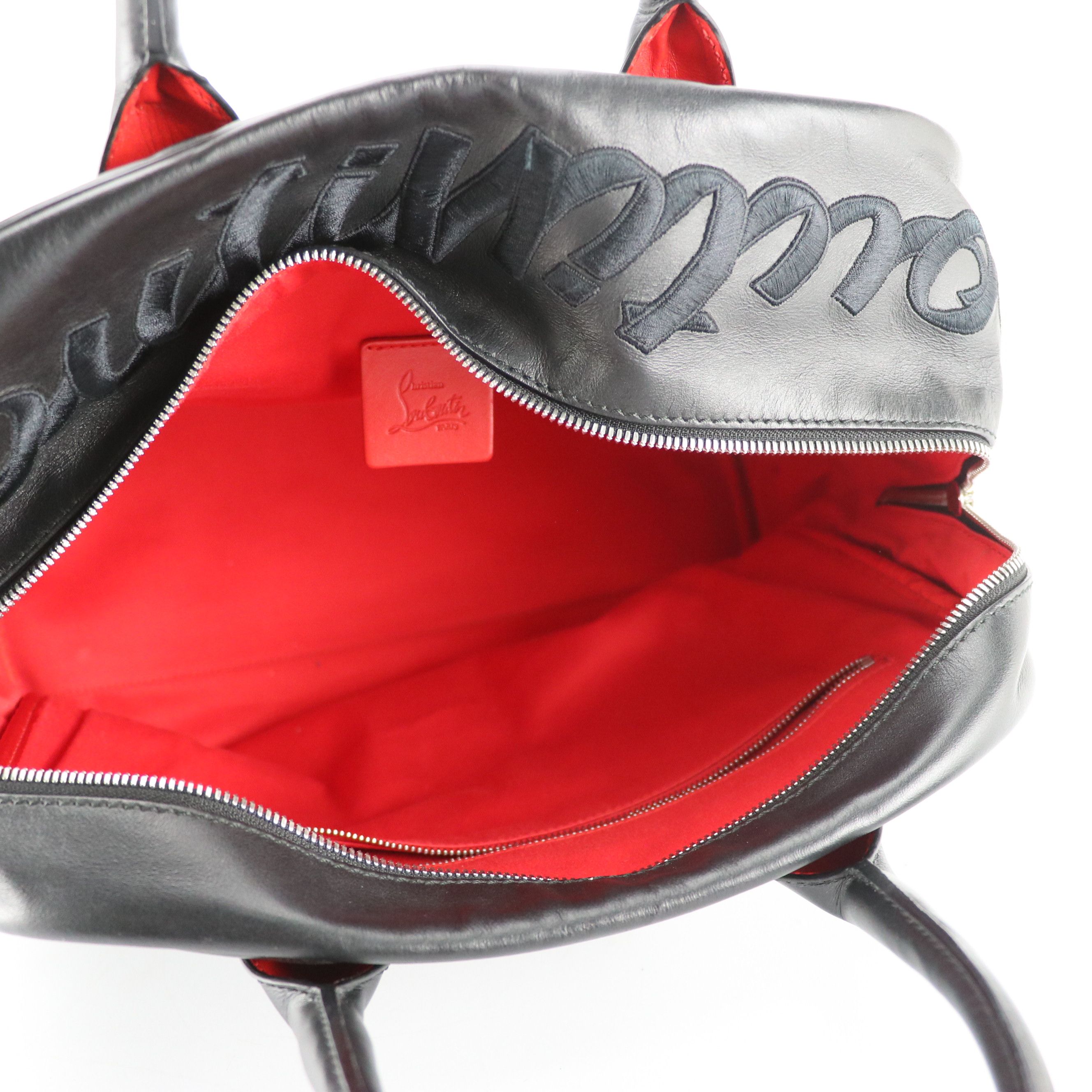 Christian Louboutin Embroidered Black Leather Two-Way Tote Bag