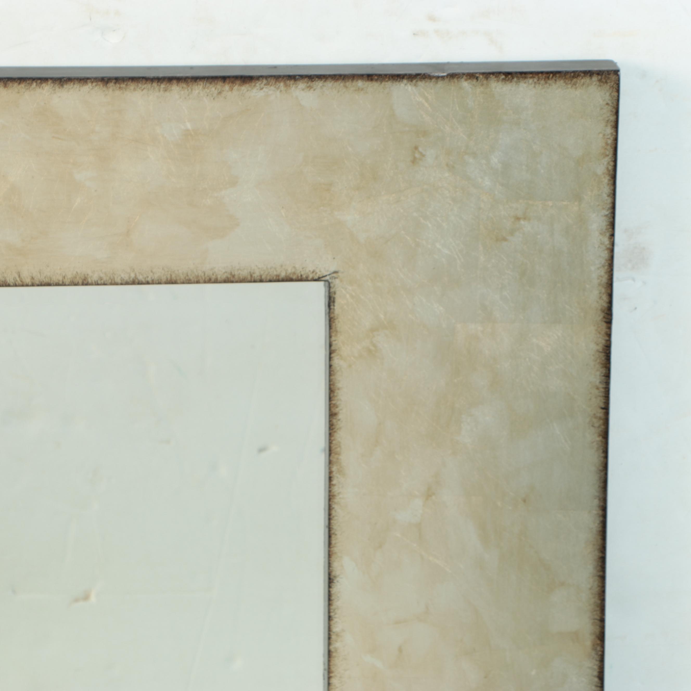 Contemporary Silvered Wood Frame Rectangular Wall Mirror