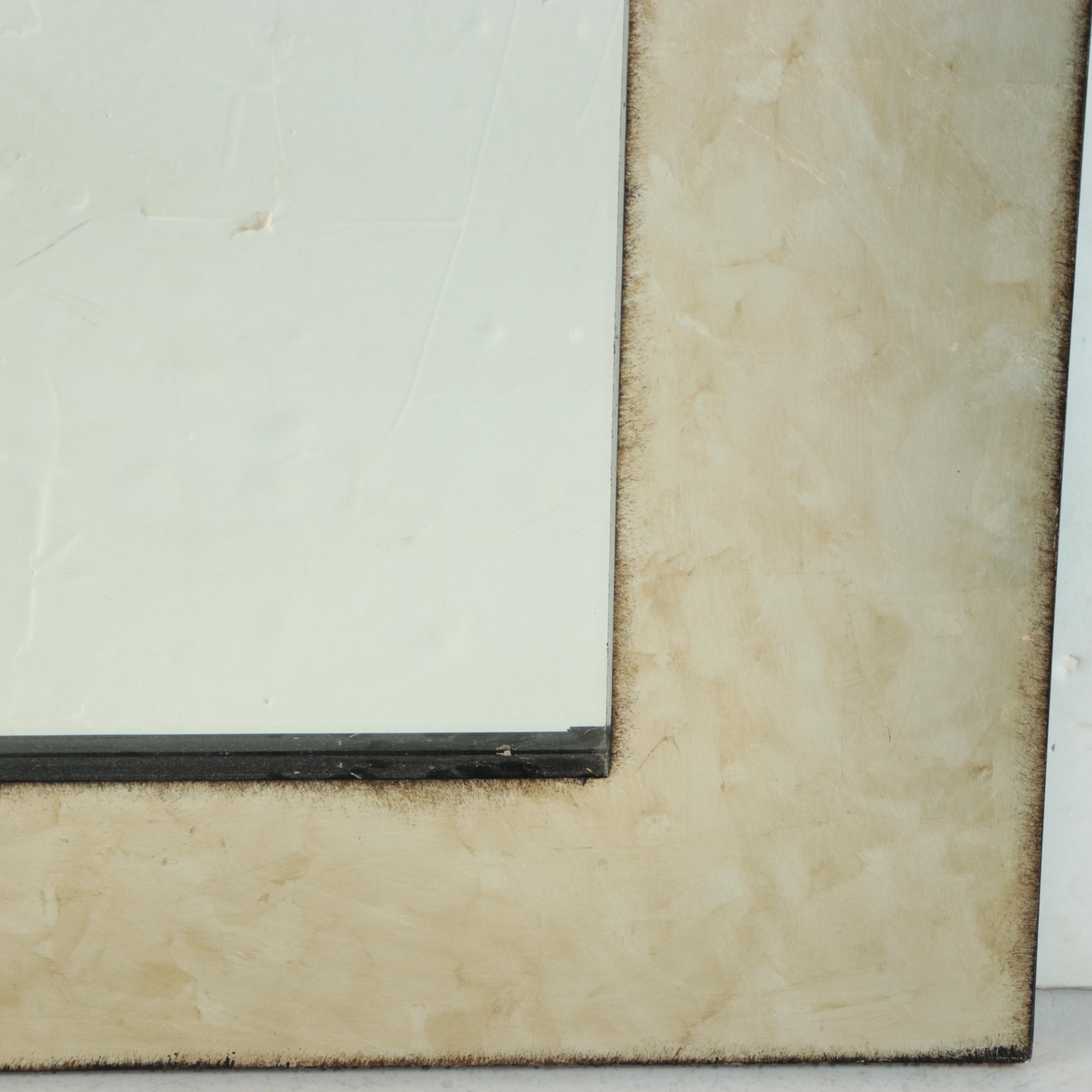 Contemporary Silvered Wood Frame Rectangular Wall Mirror