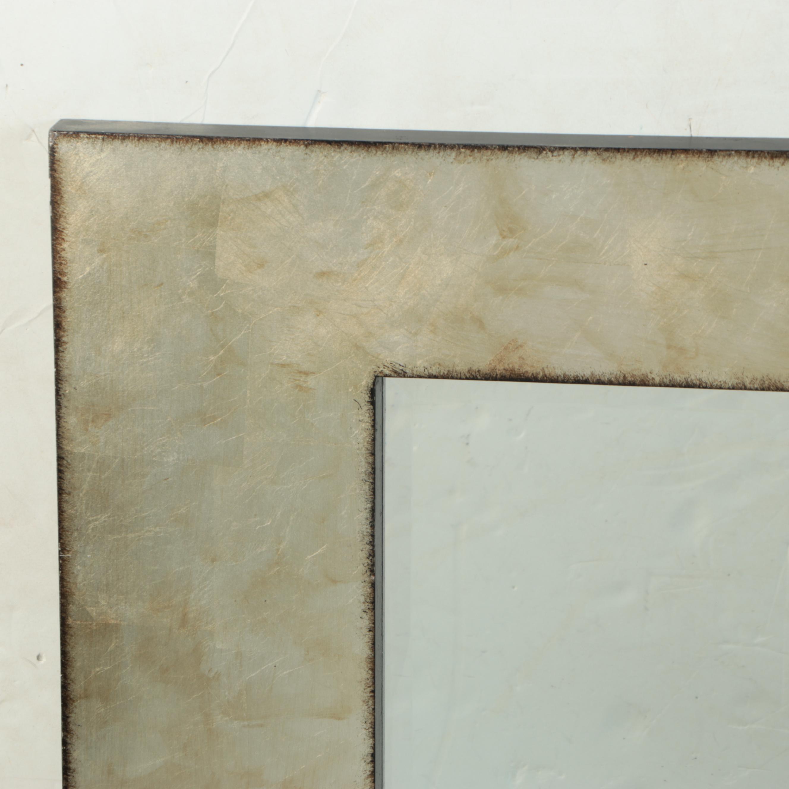 Contemporary Silvered Wood Frame Rectangular Wall Mirror