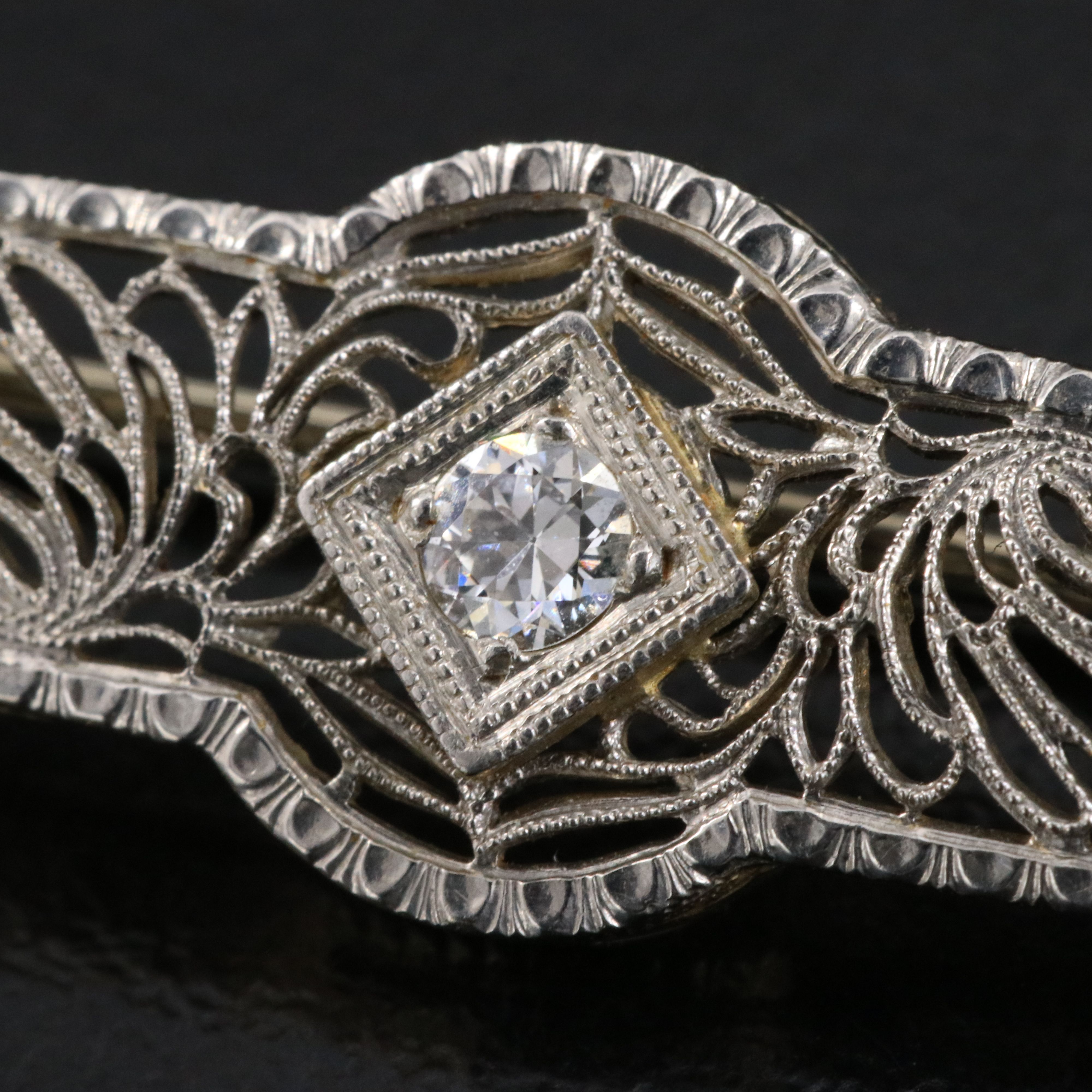 Edwardian Platinum 0.08 CT Diamond Brooch