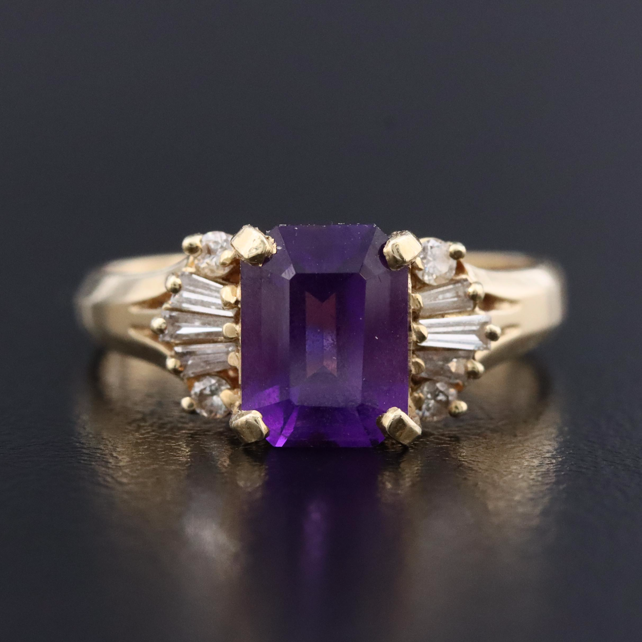 14K Amethyst and Diamond Ring