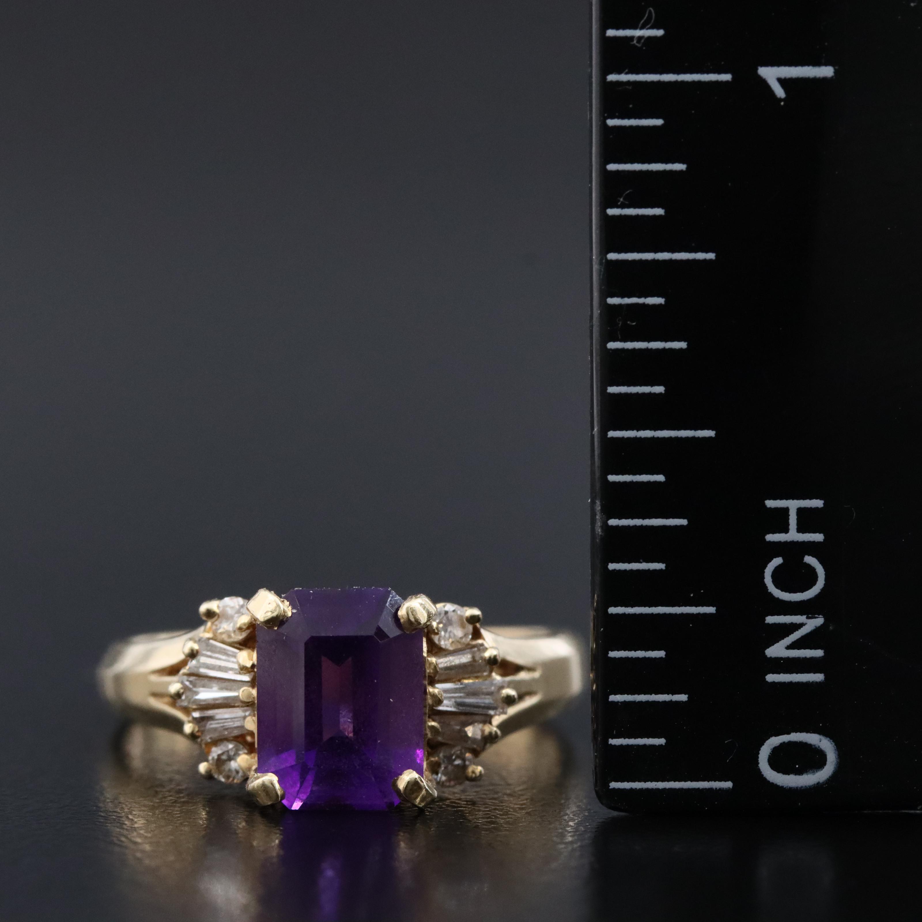 14K Amethyst and Diamond Ring