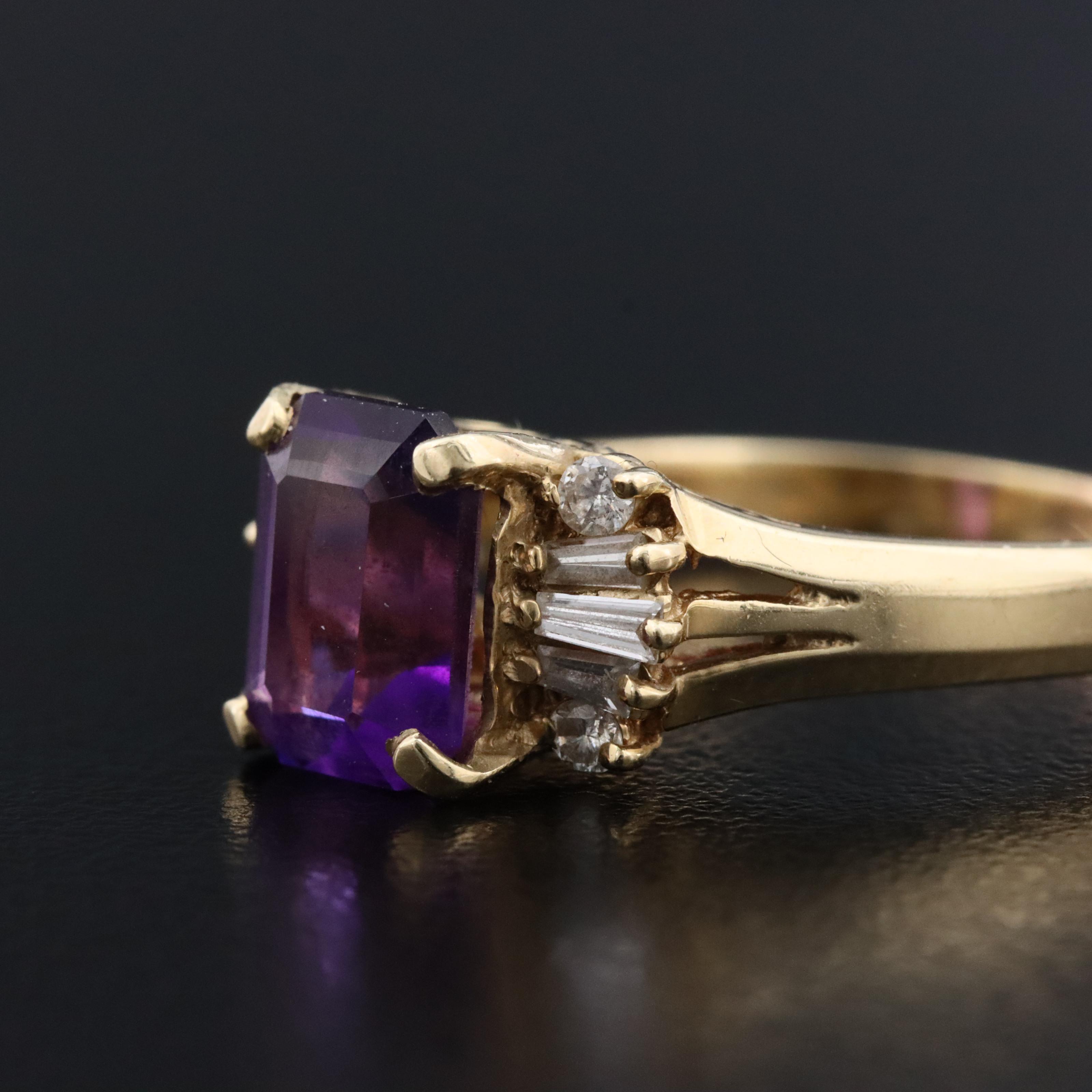 14K Amethyst and Diamond Ring