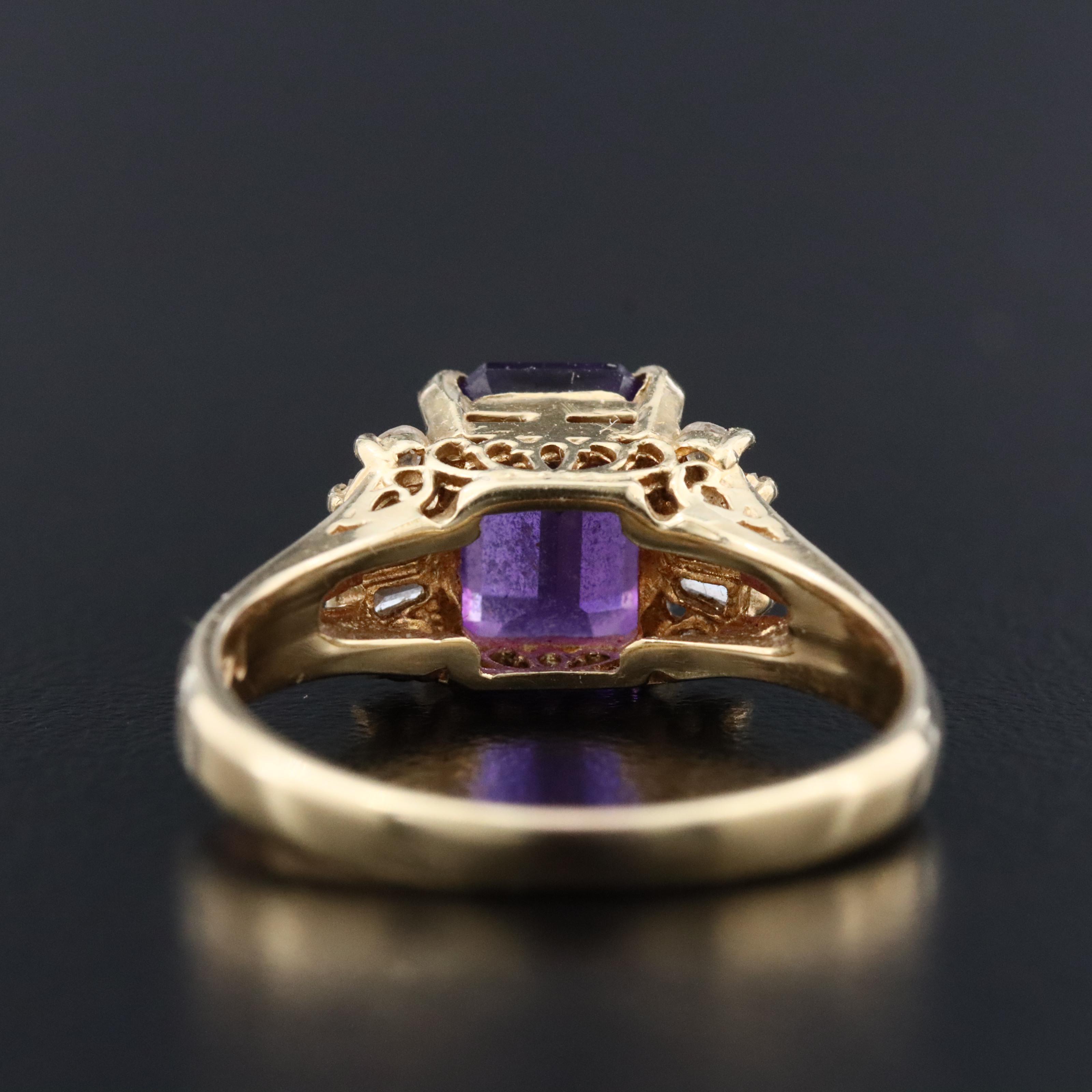14K Amethyst and Diamond Ring