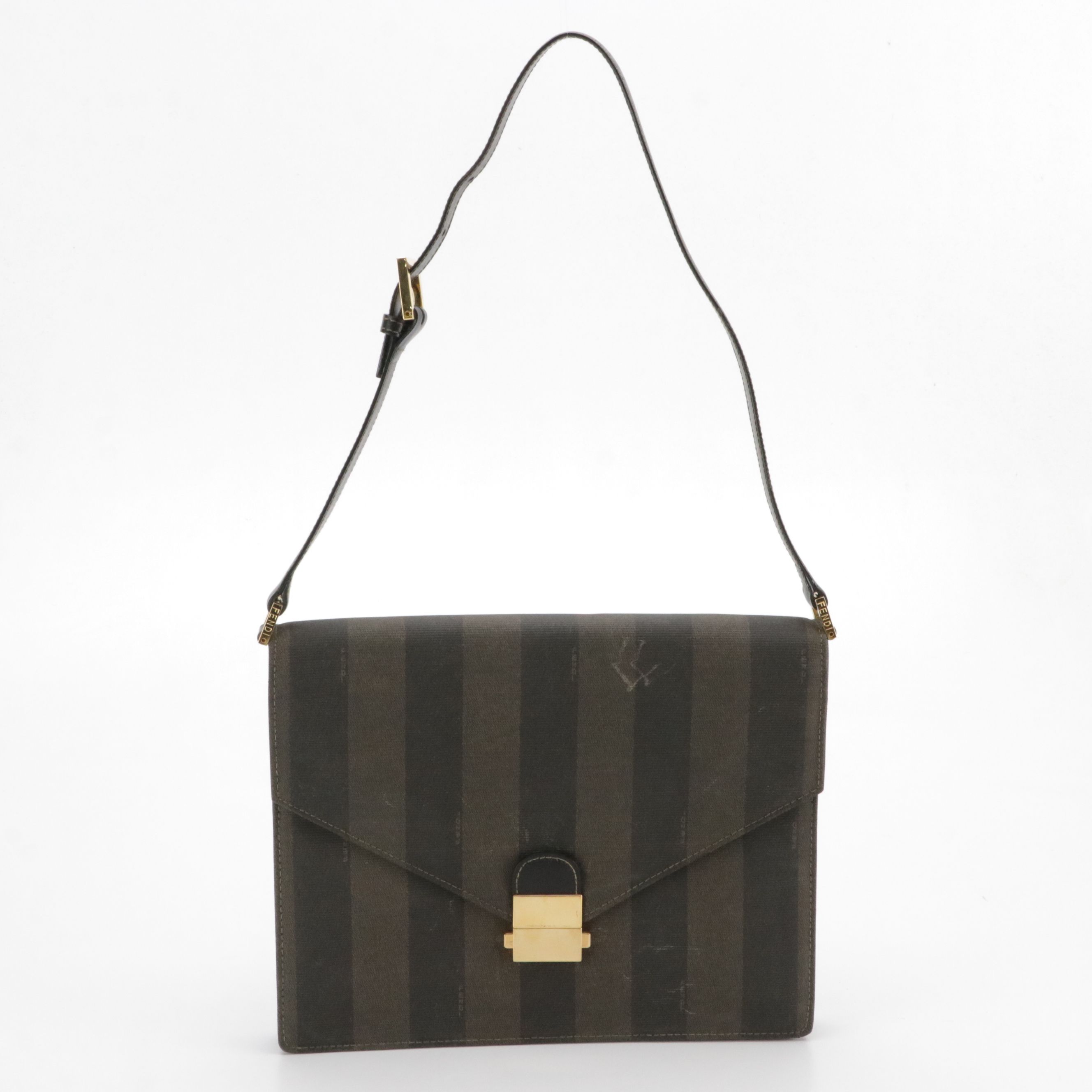 Fendi Envelope Flap Shoulder Bag in Pequin Canvas