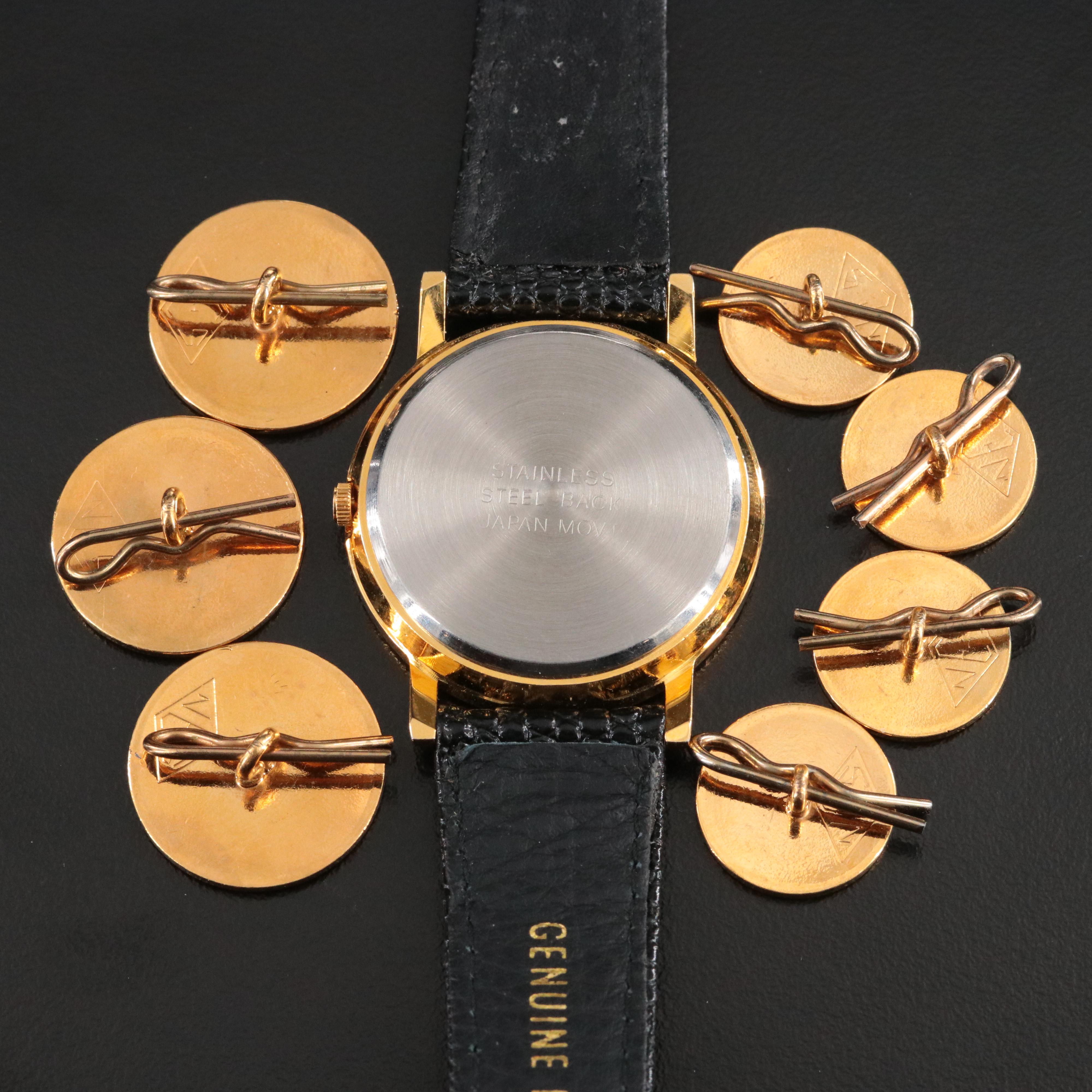 Camargo Club Quartz Watch with Matching Camargo Club Button Covers