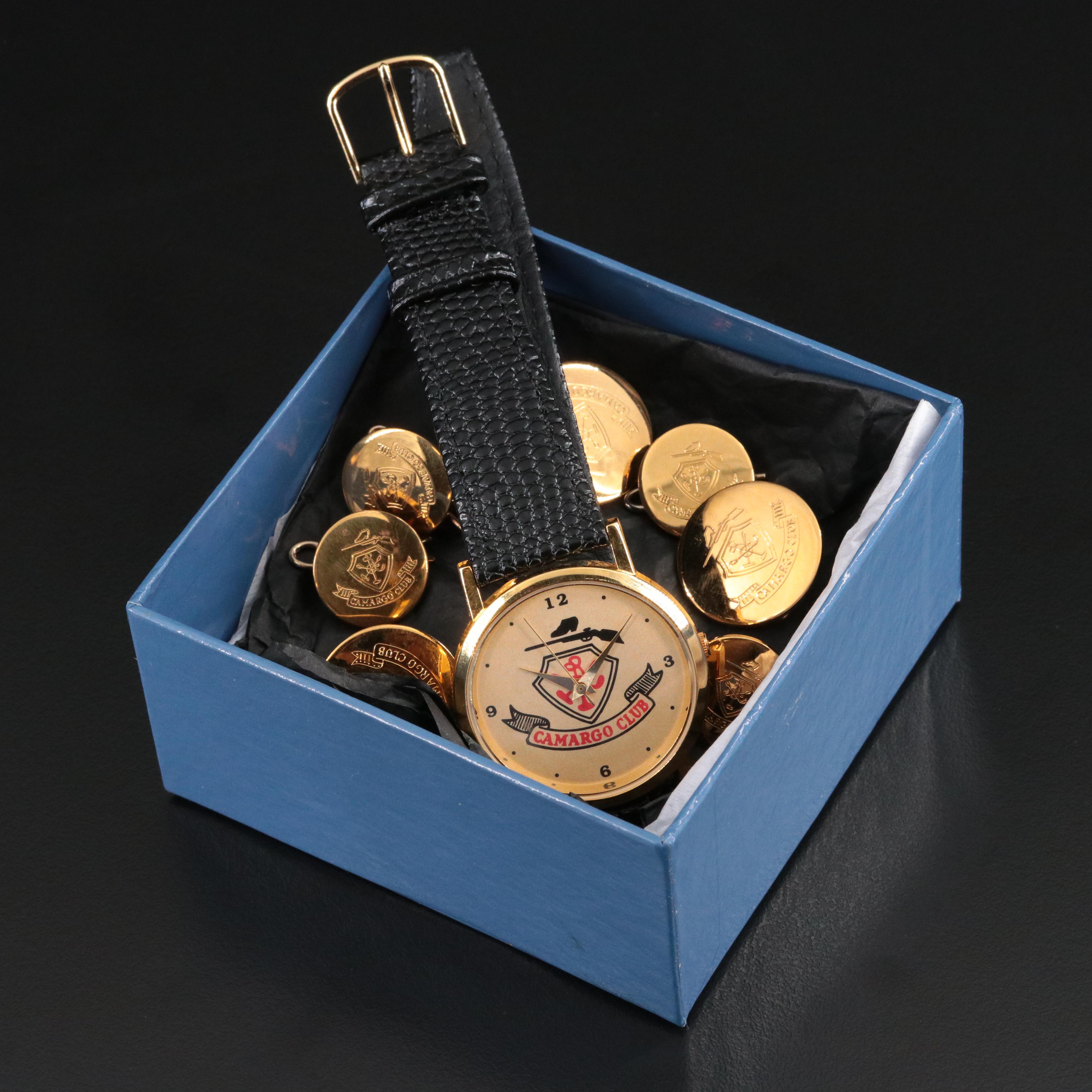 Camargo Club Quartz Watch with Matching Camargo Club Button Covers