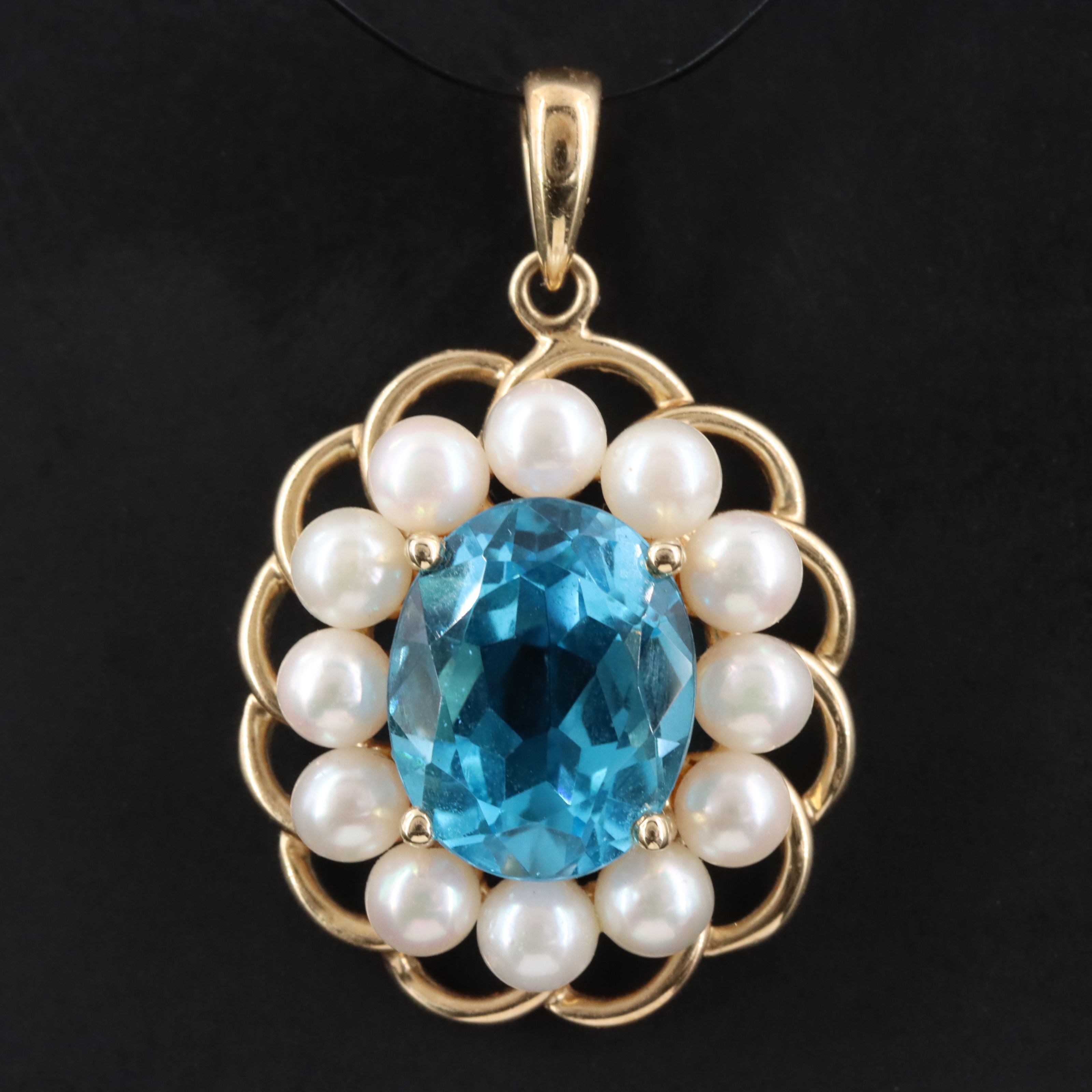 14K Topaz and Pearl Pendant