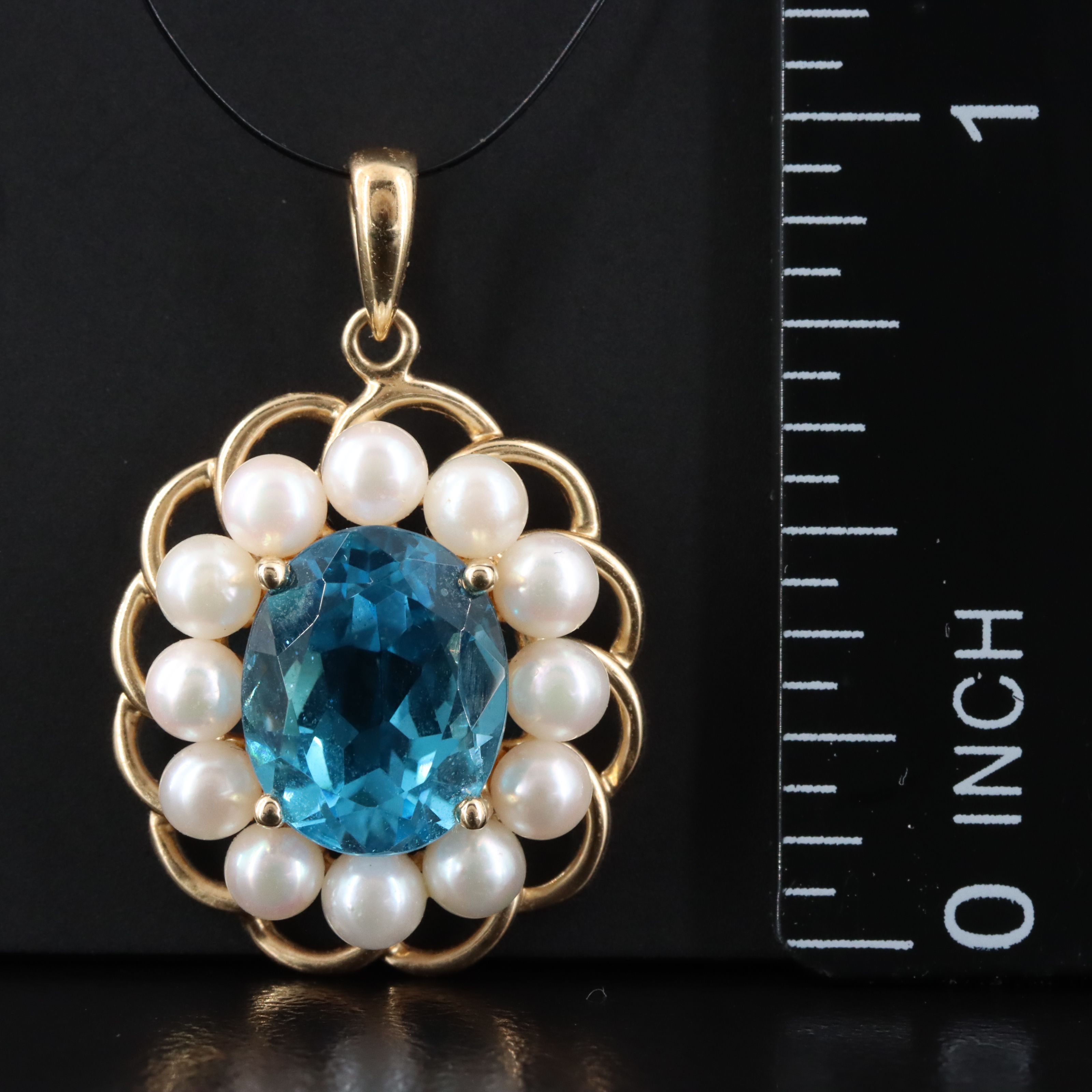 14K Topaz and Pearl Pendant
