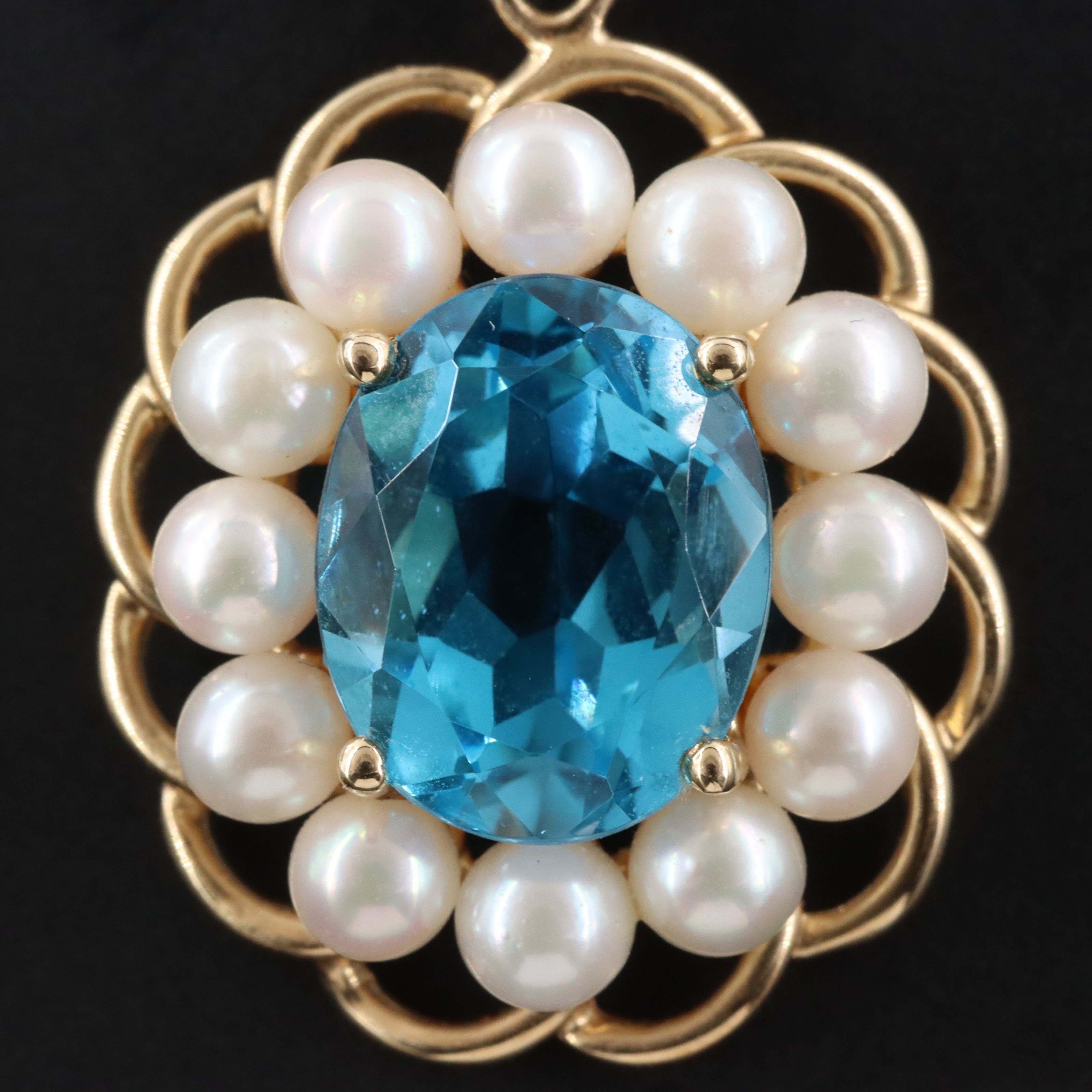 14K Topaz and Pearl Pendant