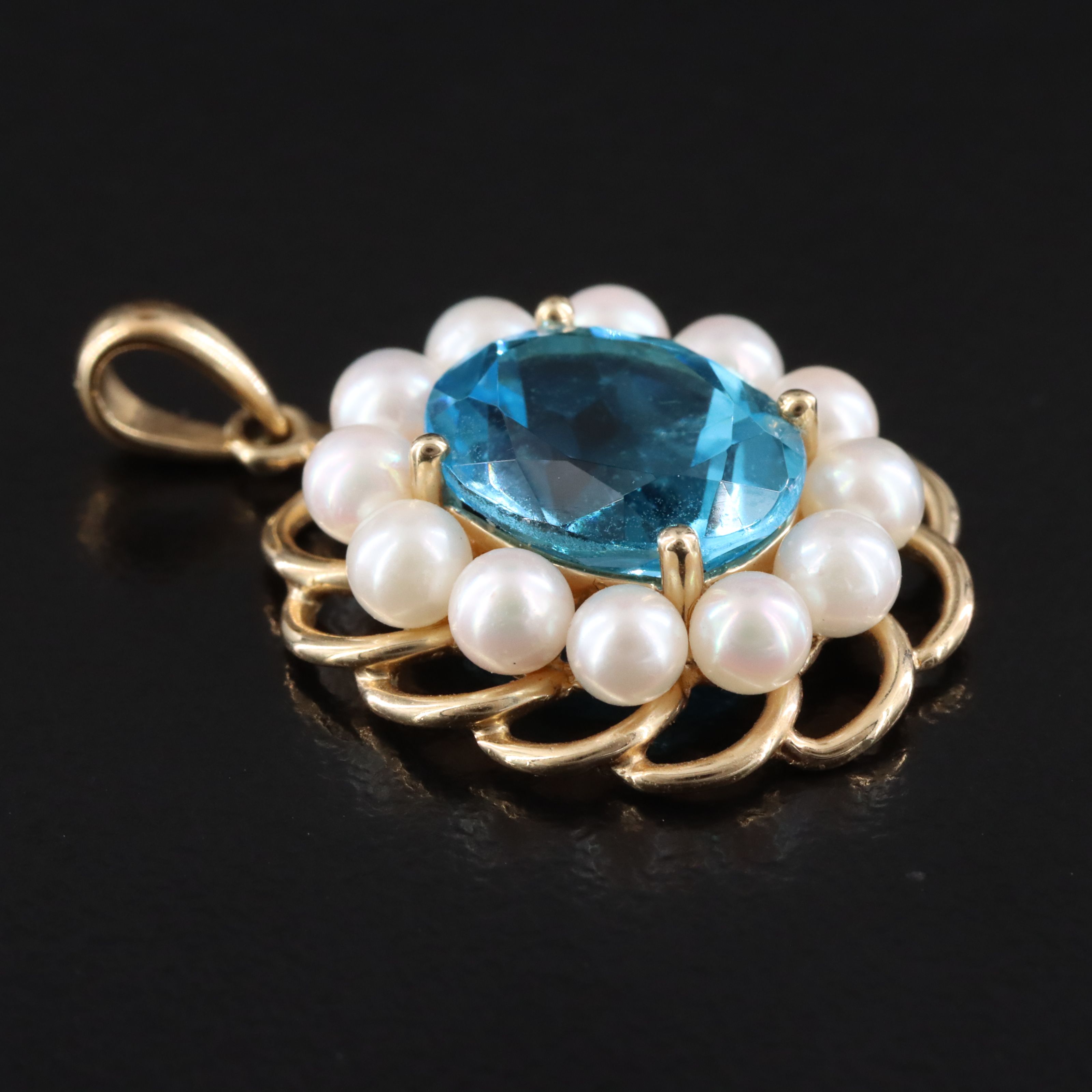 14K Topaz and Pearl Pendant