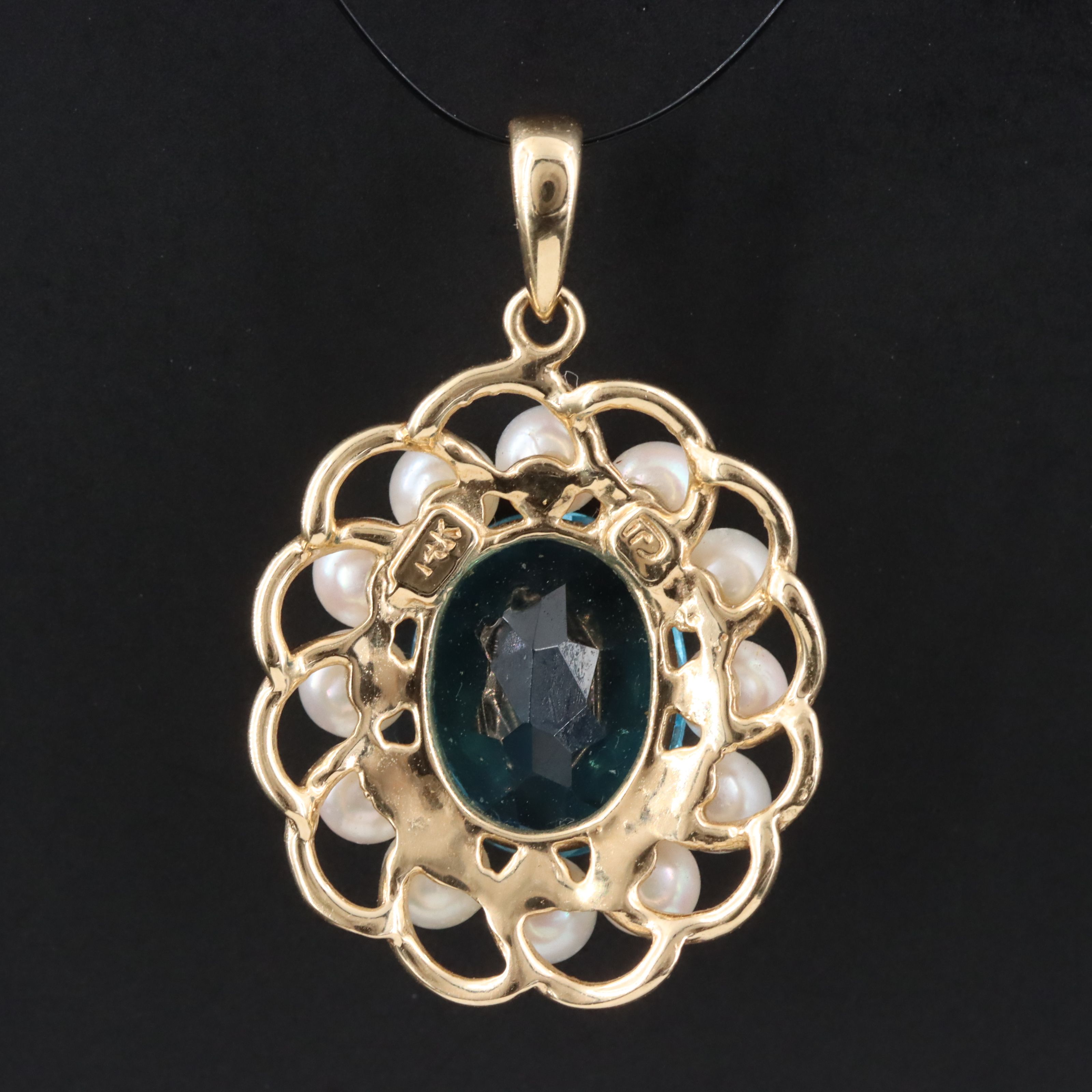 14K Topaz and Pearl Pendant