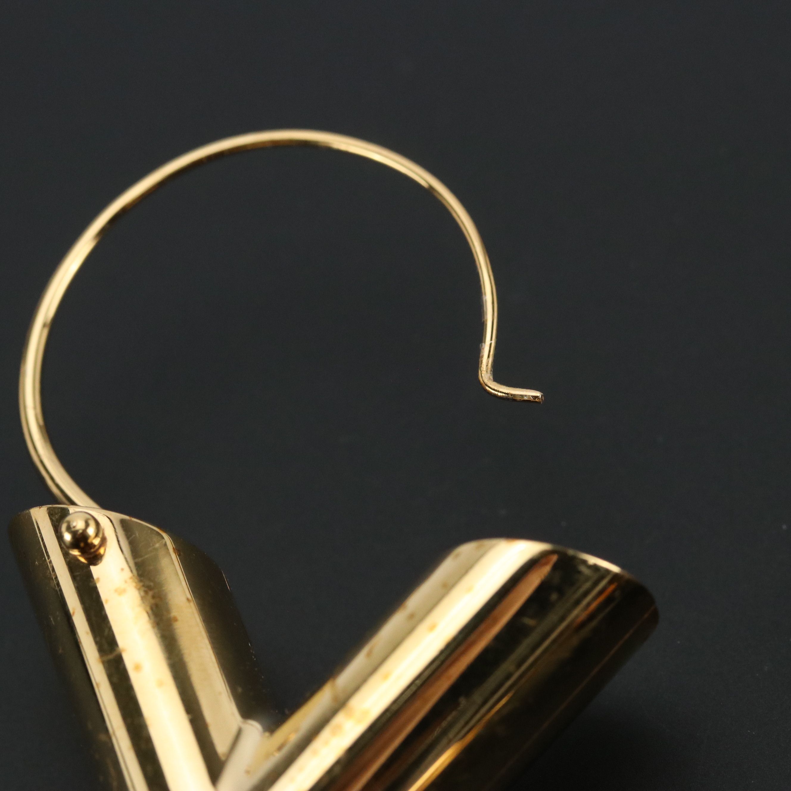 Louis Vuitton Gold Tone Brass Essential V Key Drop Earrings