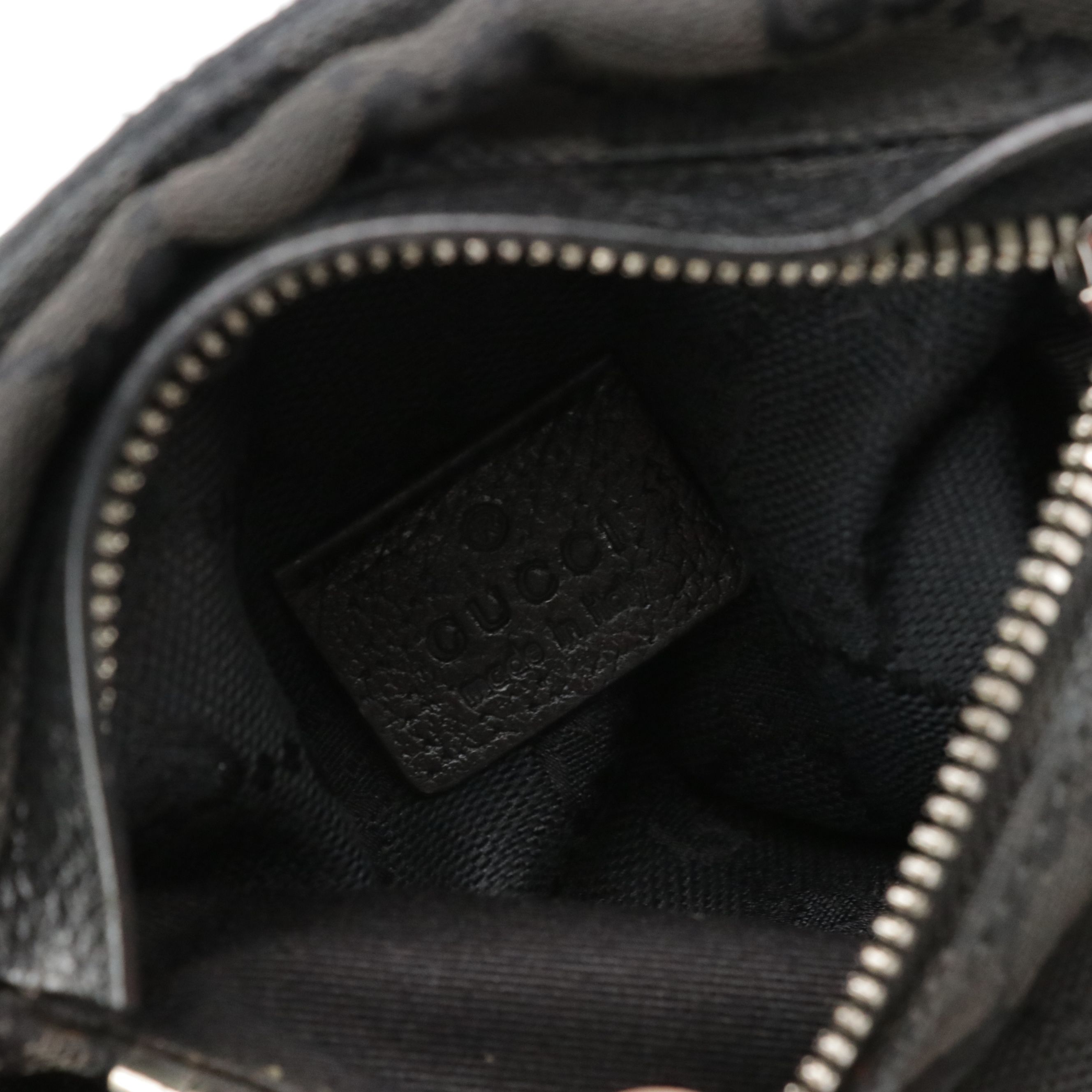 Gucci Double Pocket Sling/Belt Bag in Black GG Canvas, Black Leather & Web Strap