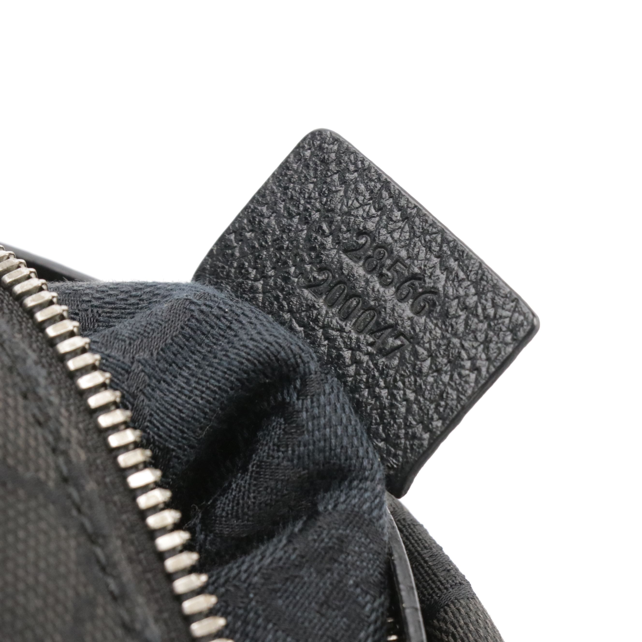 Gucci Double Pocket Sling/Belt Bag in Black GG Canvas, Black Leather & Web Strap