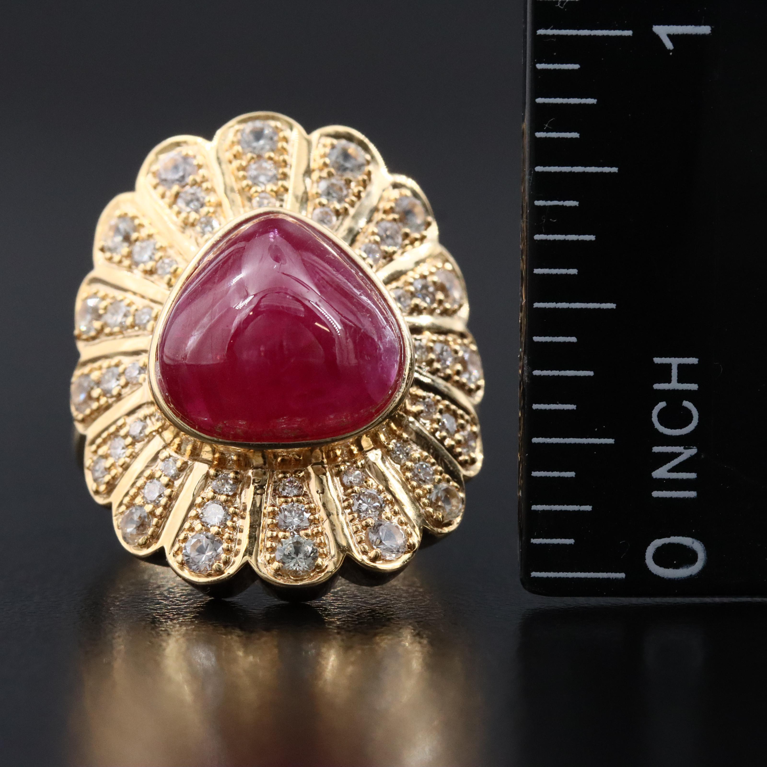 14K 8.60 CT Ruby, Diamond and White Topaz Ring