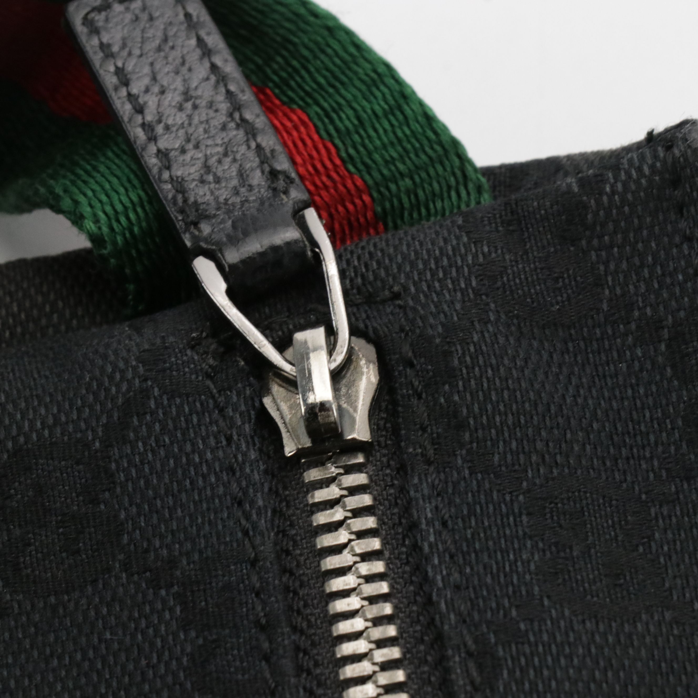 Gucci Double Pocket Sling/Belt Bag in Black GG Canvas, Black Leather & Web Strap