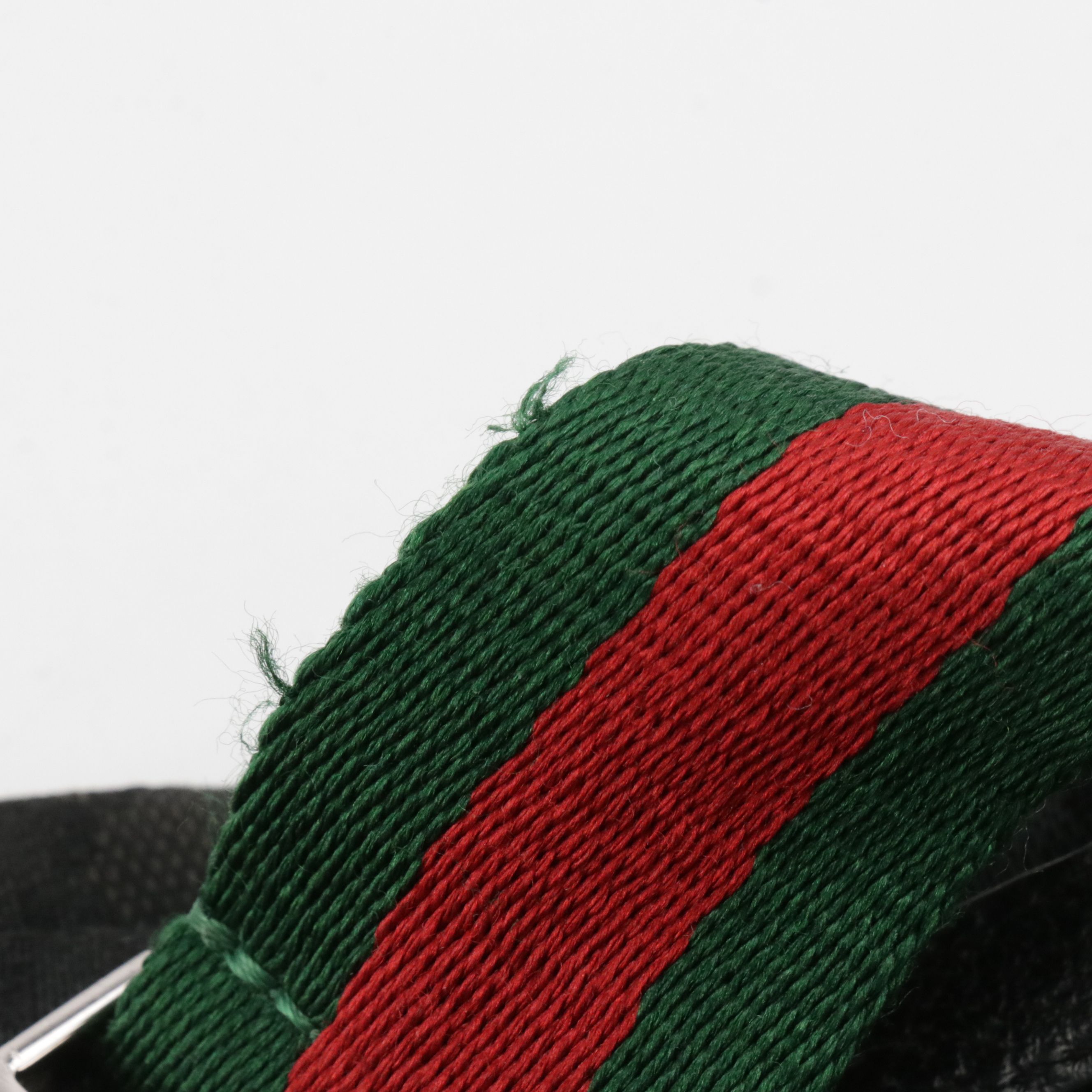 Gucci Double Pocket Sling/Belt Bag in Black GG Canvas, Black Leather & Web Strap