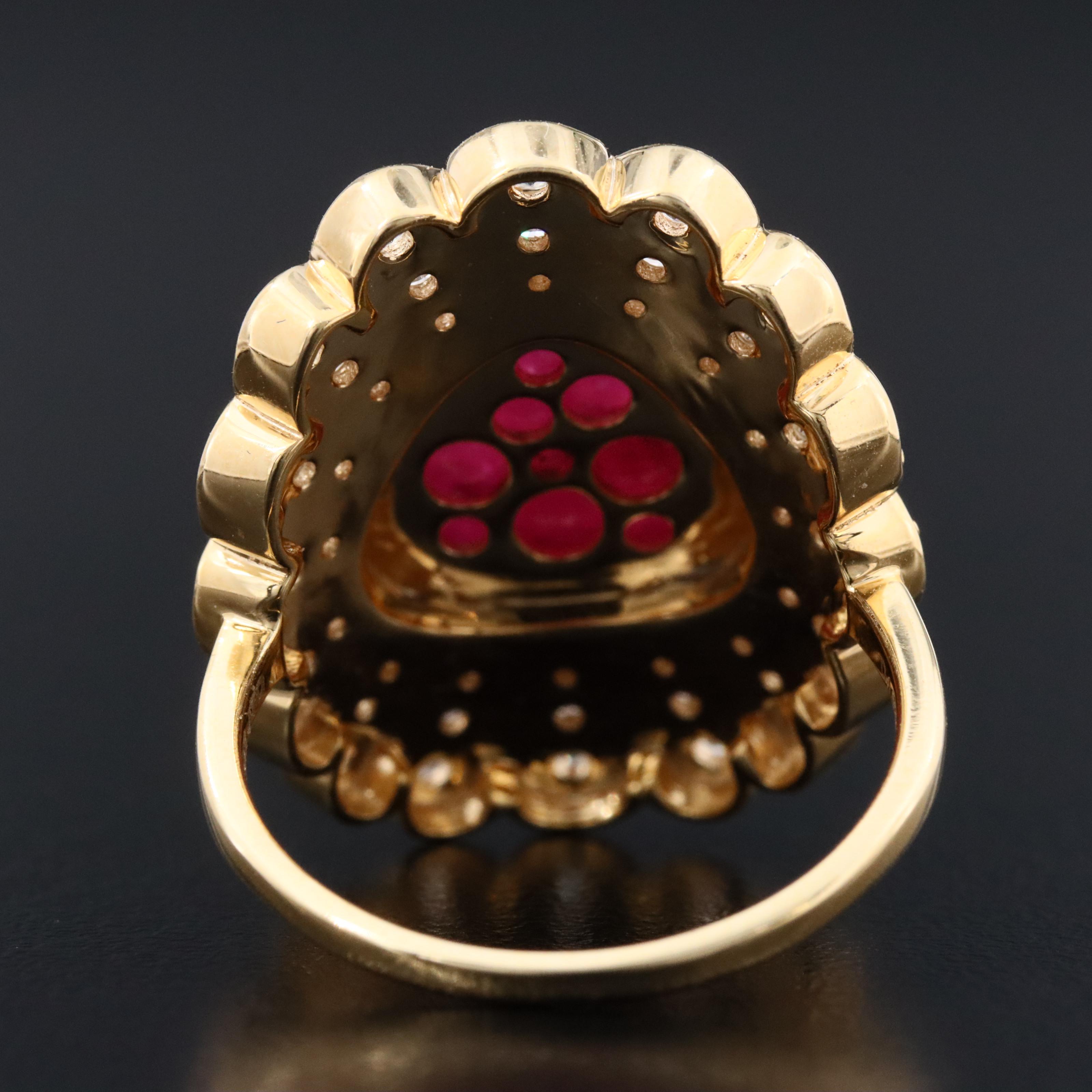14K 8.60 CT Ruby, Diamond and White Topaz Ring