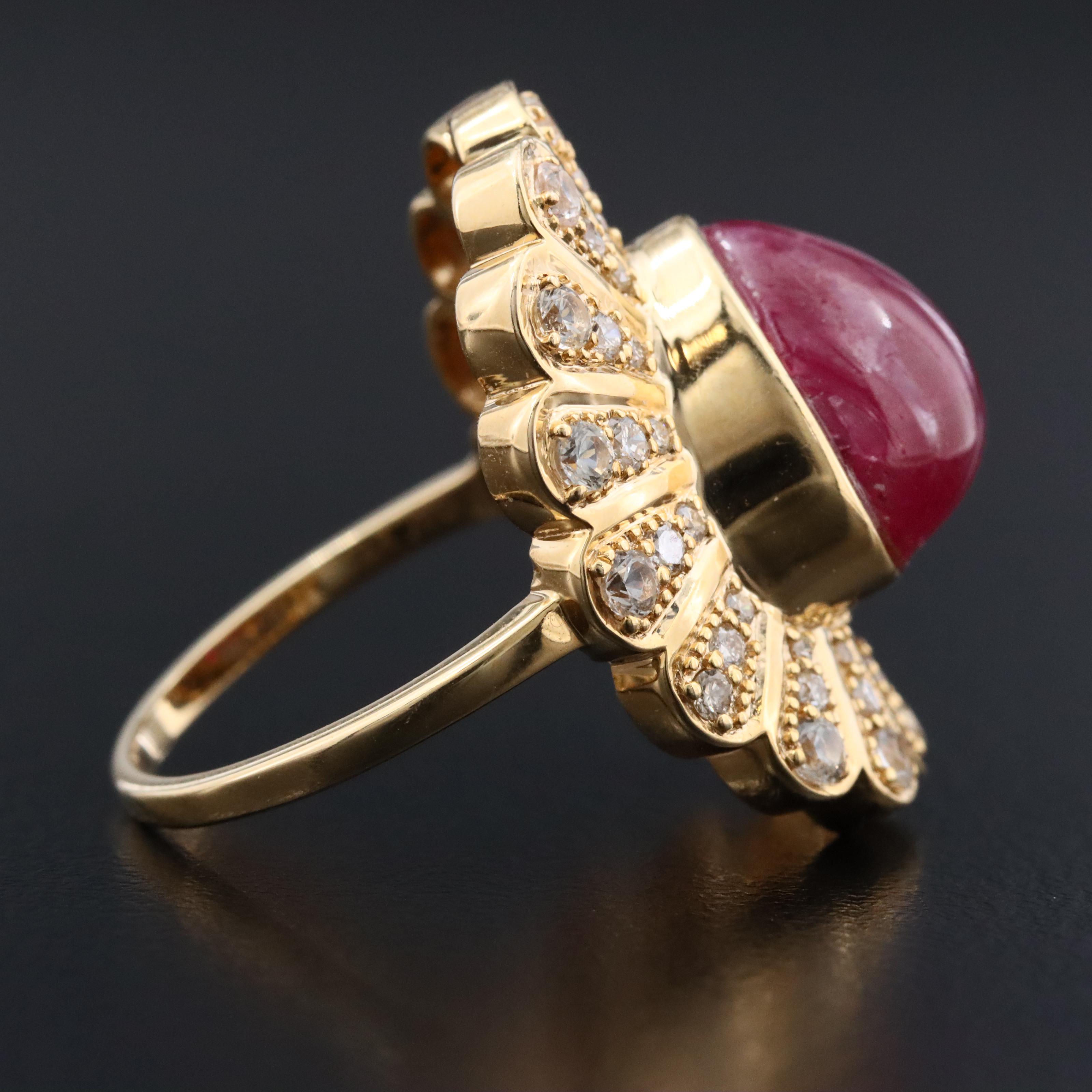 14K 8.60 CT Ruby, Diamond and White Topaz Ring