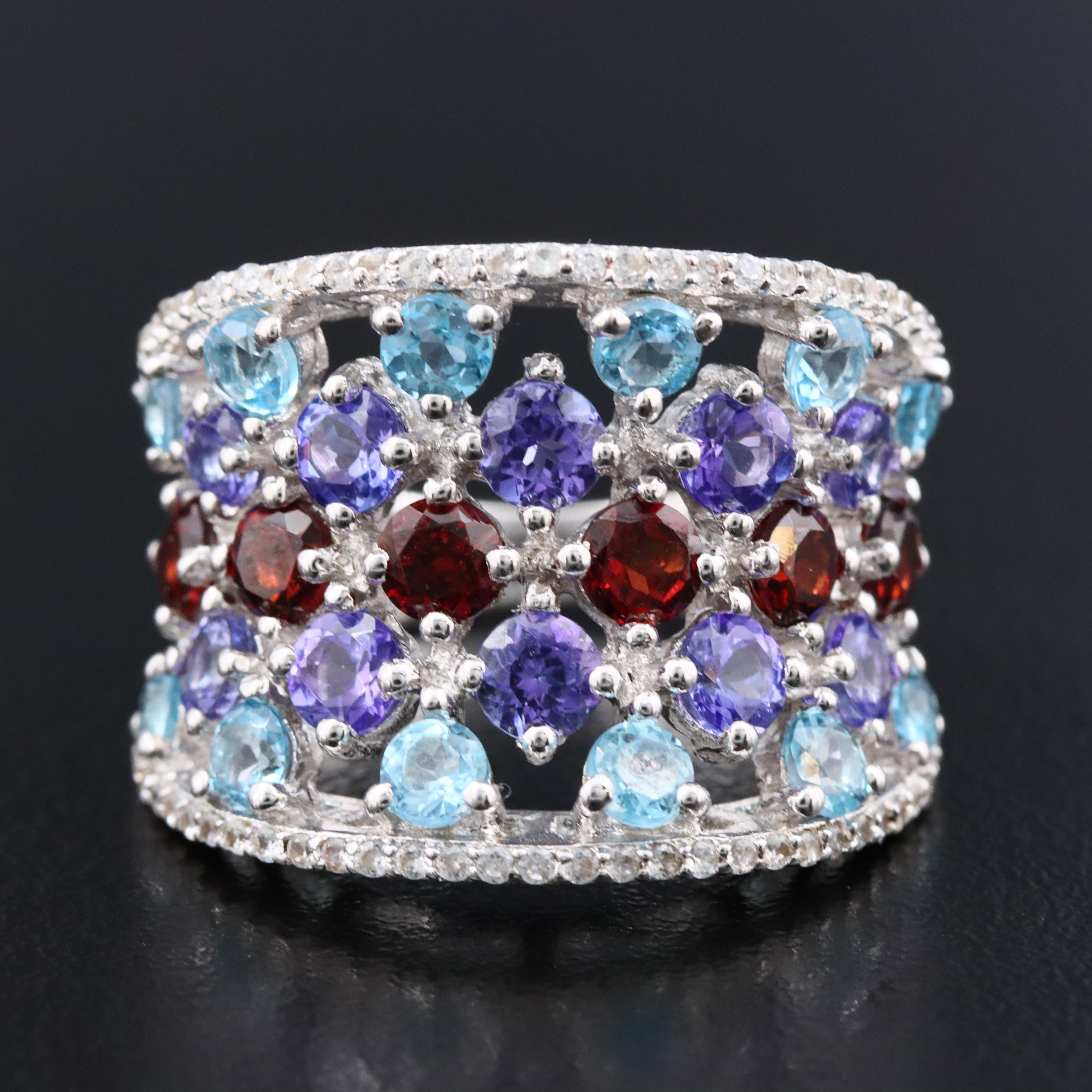 Sterling Gemstone Saddle Ring