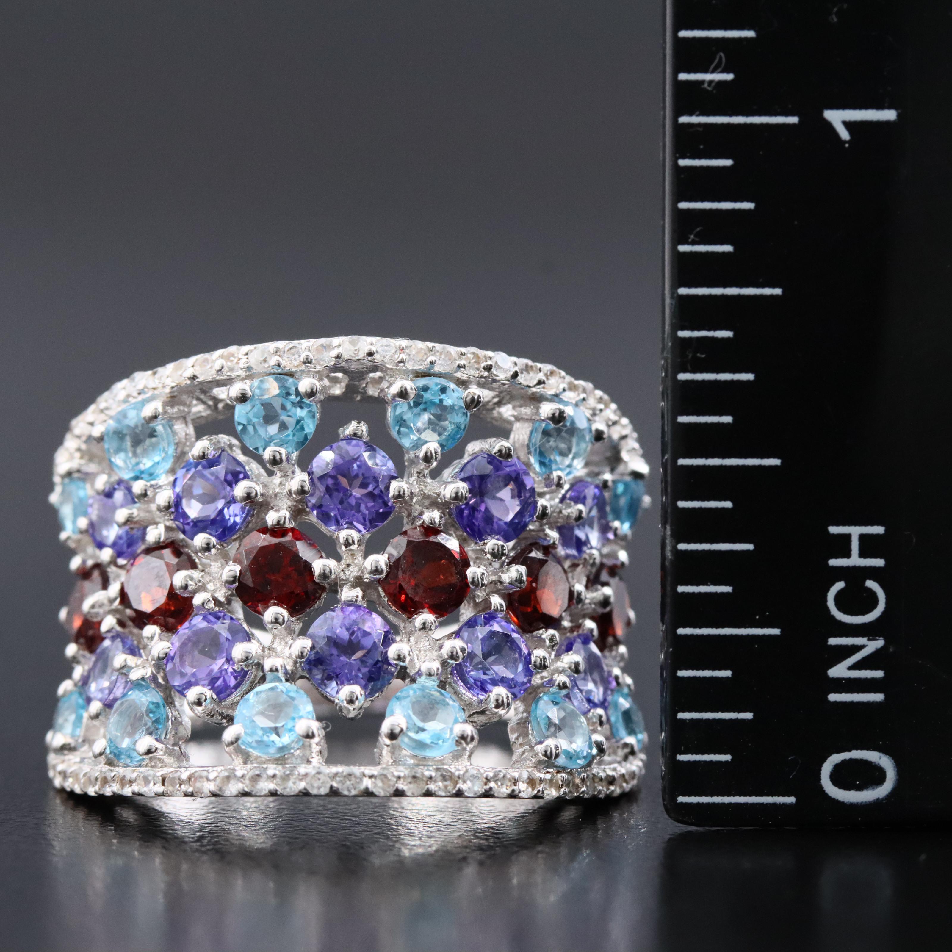 Sterling Gemstone Saddle Ring