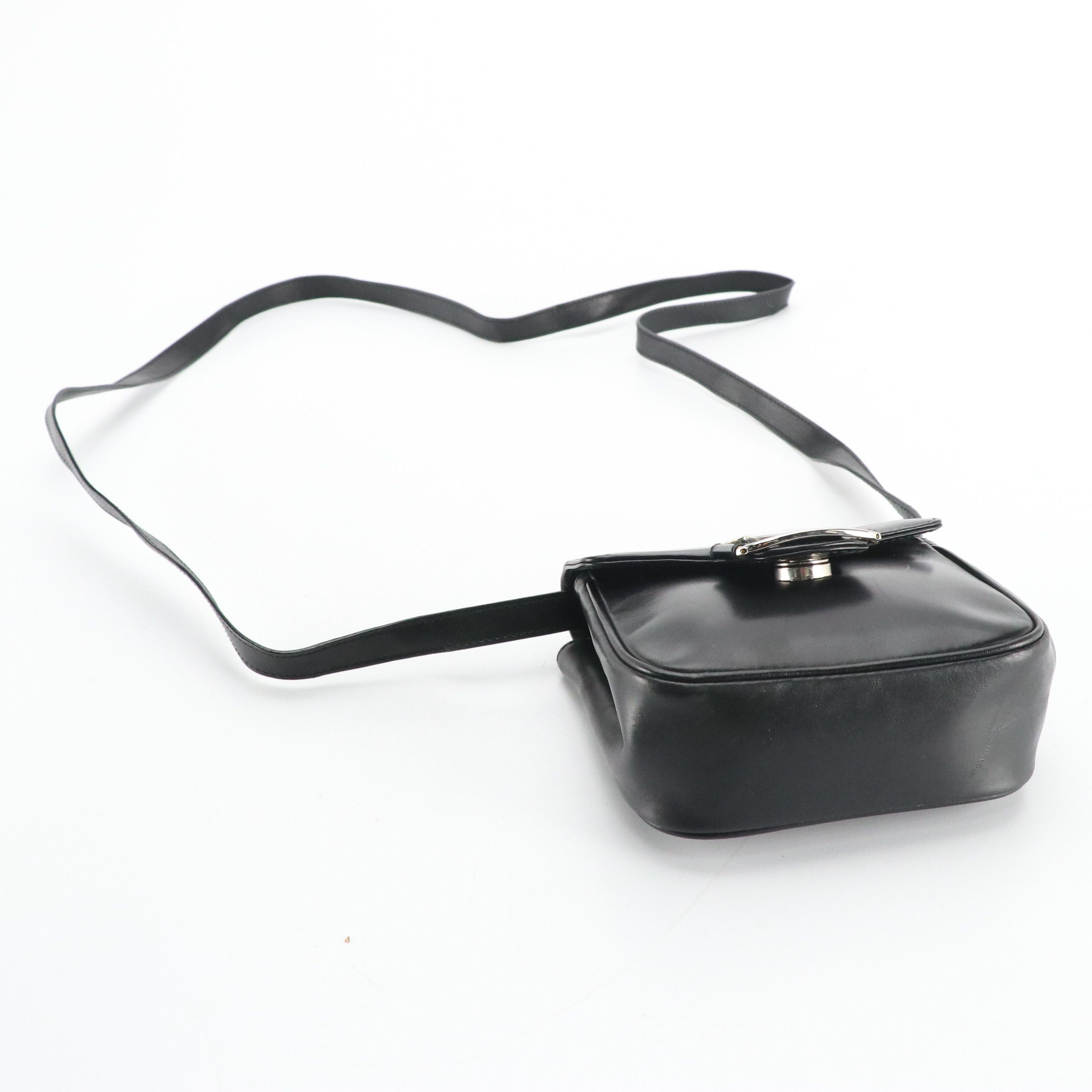 Salvatore Ferragamo Mini Vara Flap Crossbody Bag in Black Leather