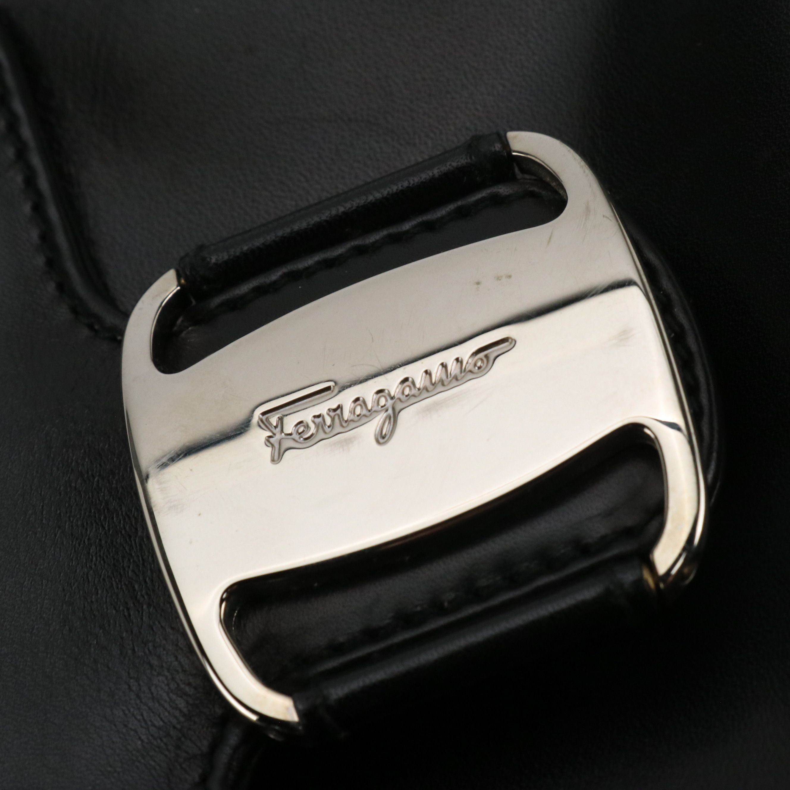 Salvatore Ferragamo Mini Vara Flap Crossbody Bag in Black Leather